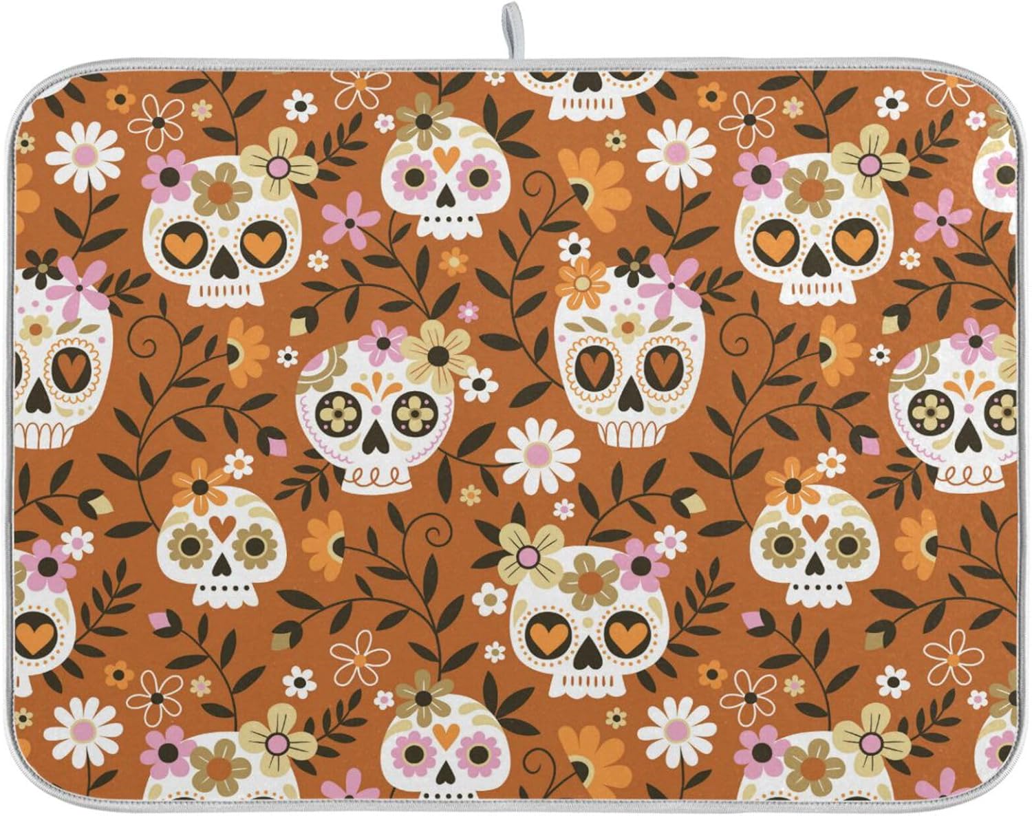 Cute Skull Dish Mat Washnable Absorbent Counter Top Accessories Kitchen Countertop Pad Tapete Para Cocina 16” x 18”