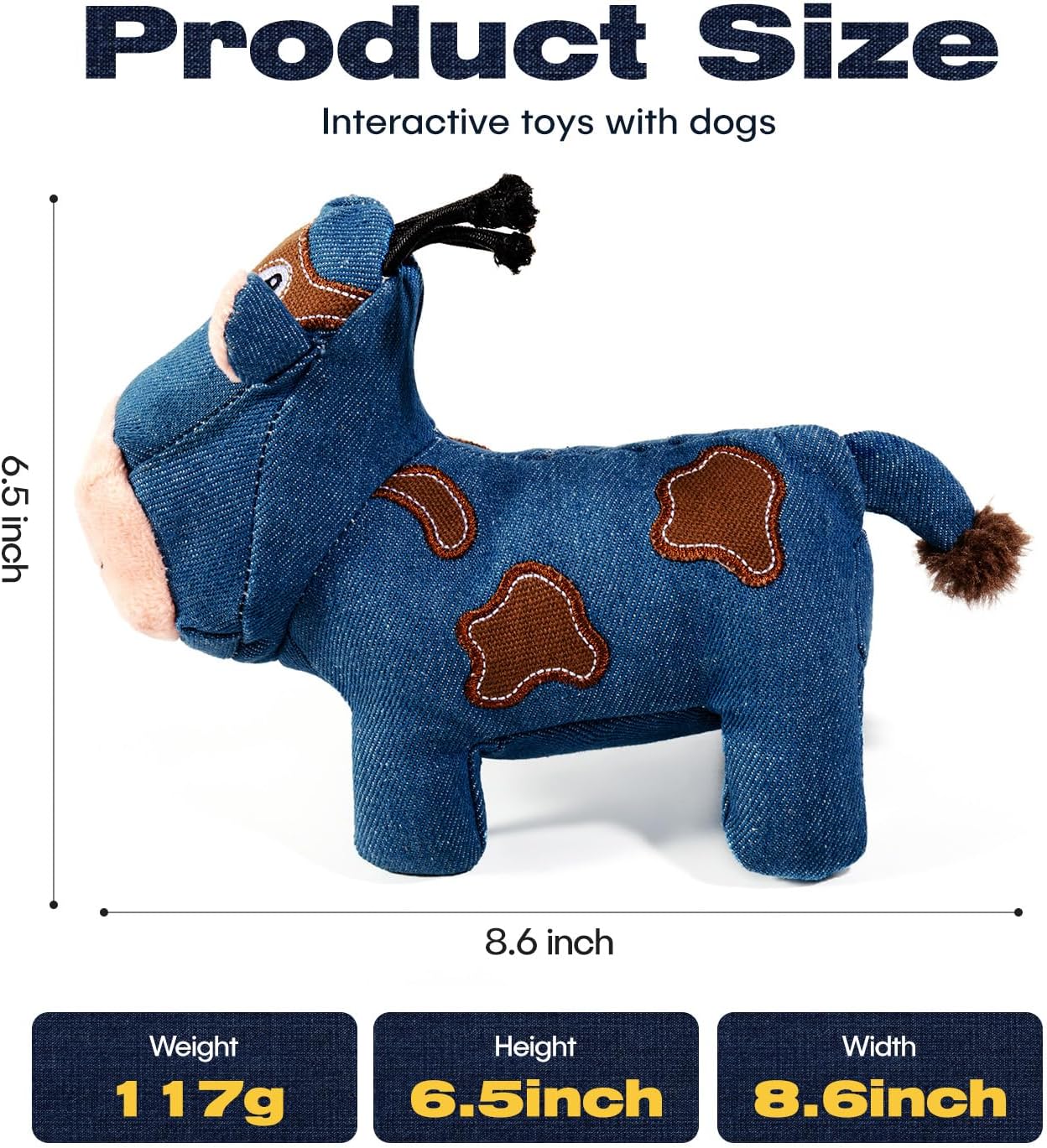 Sedioso Juguete chirriante para perro, juguete duradero para perros de raza grande, juguete de peluche para perros con papel arrugado, lindo juguete