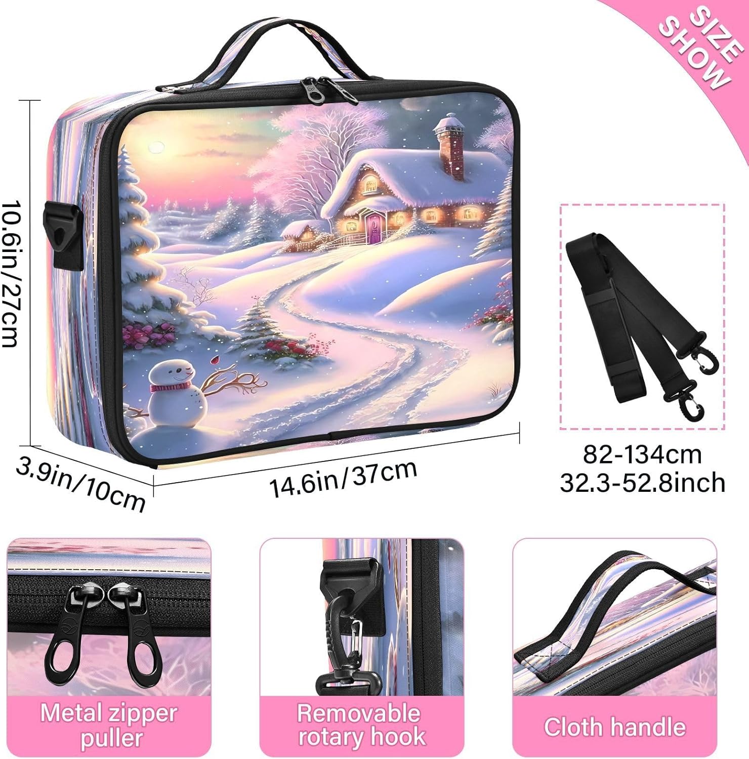 Zathe Snowman and Country House travel cosmetic bag toiletry bag toiletry travel kit make up bag purse travel makeup bags for women bolso de