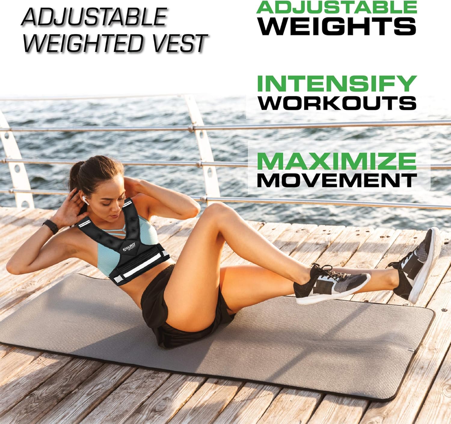 Aduro Sport Chaleco con peso ajustable, equipo de entrenamiento, 4-10lbs11-20lbs20-32lbs26-46lbs chaleco de peso corporal para hombres, mujeres y