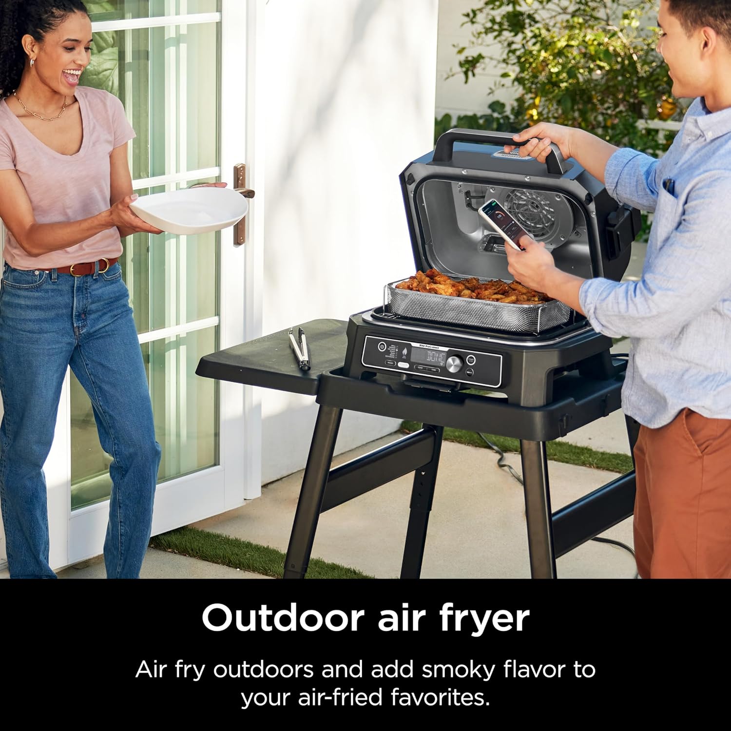 Ninja OG951 Woodfire Pro Connect Premium XL – Parrilla y ahumador para exteriores, Bluetooth, habilitado para aplicaciones, parrilla principal 7 en