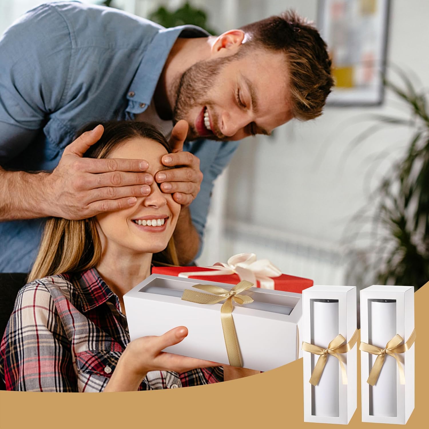 JMScape 24 cajas de regalo para vasos de sublimación, caja de regalo transparente con cinta, cajas de exposición con ventana para vasos de