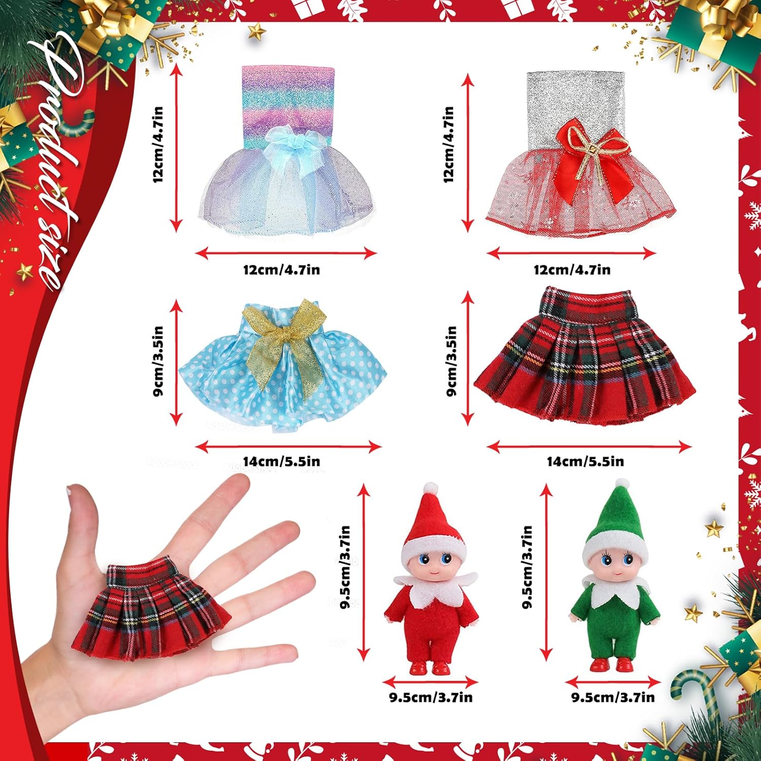 MJartoria Calendario de Adviento 2024 para niñas y niños, accesorios de Navidad para muñeca de elfo, ropa de Papá Noel, calendario de Adviento de 24