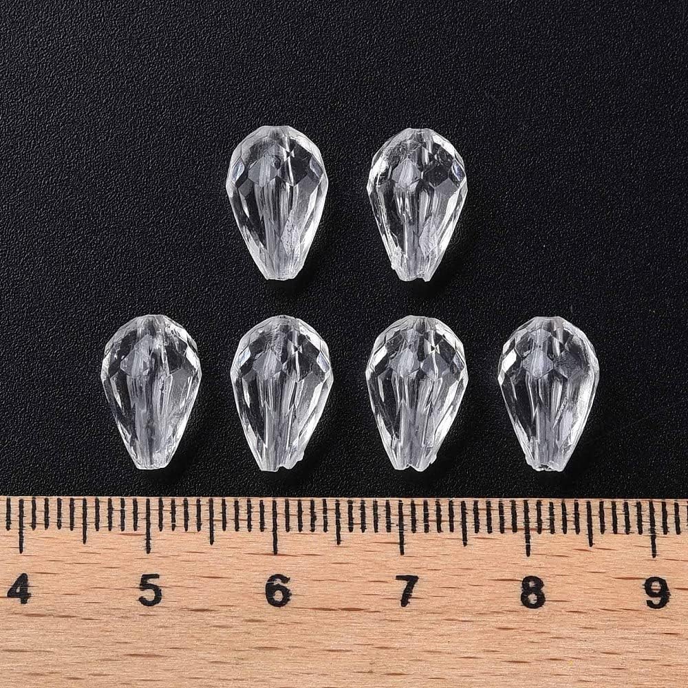 Beadthoven – 1338 cuentas de acrílico facetadas con forma de lágrima transparente, cuentas colgantes de cristal con forma de gota de agua, cuentas