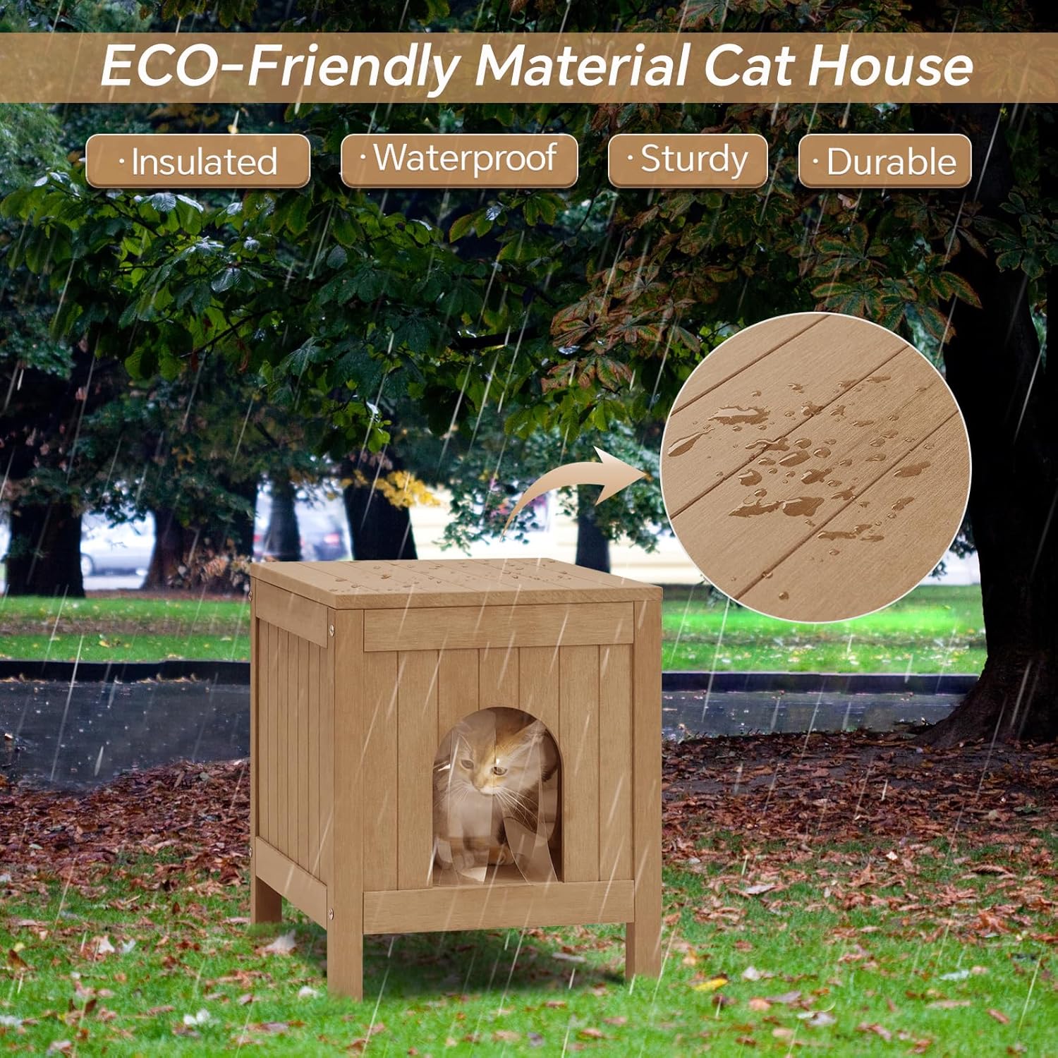 AACULPET Casa para gatos al aire libre para gatos salvajes, aislada y resistente a la intemperie, refugio de plástico PS para gatos al aire libre