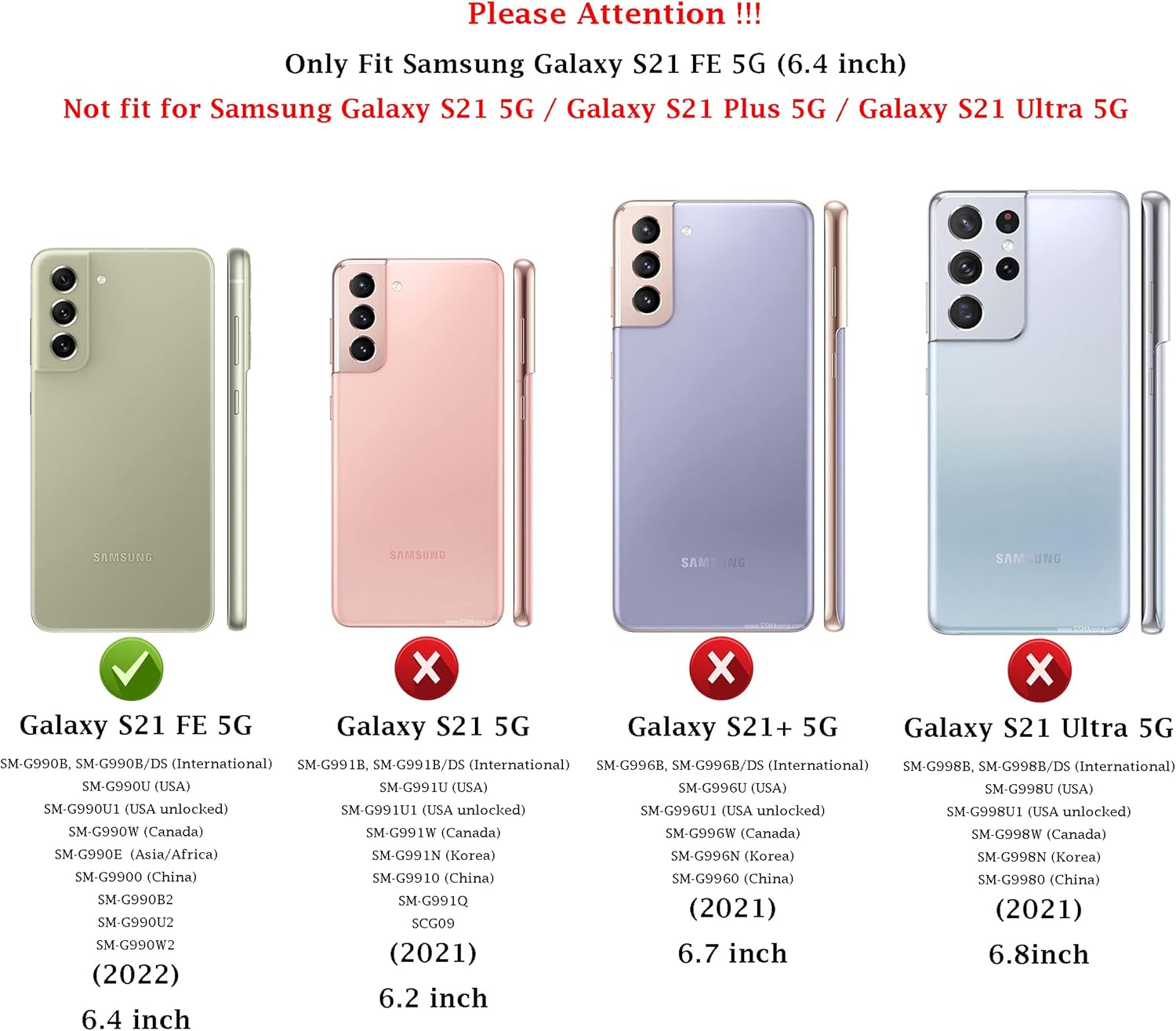 Funda para Samsung Galaxy S21 FE 5G con cubierta para lente de cámara, protector de pantalla HD, soporte de anillo magnético probado contra caídas