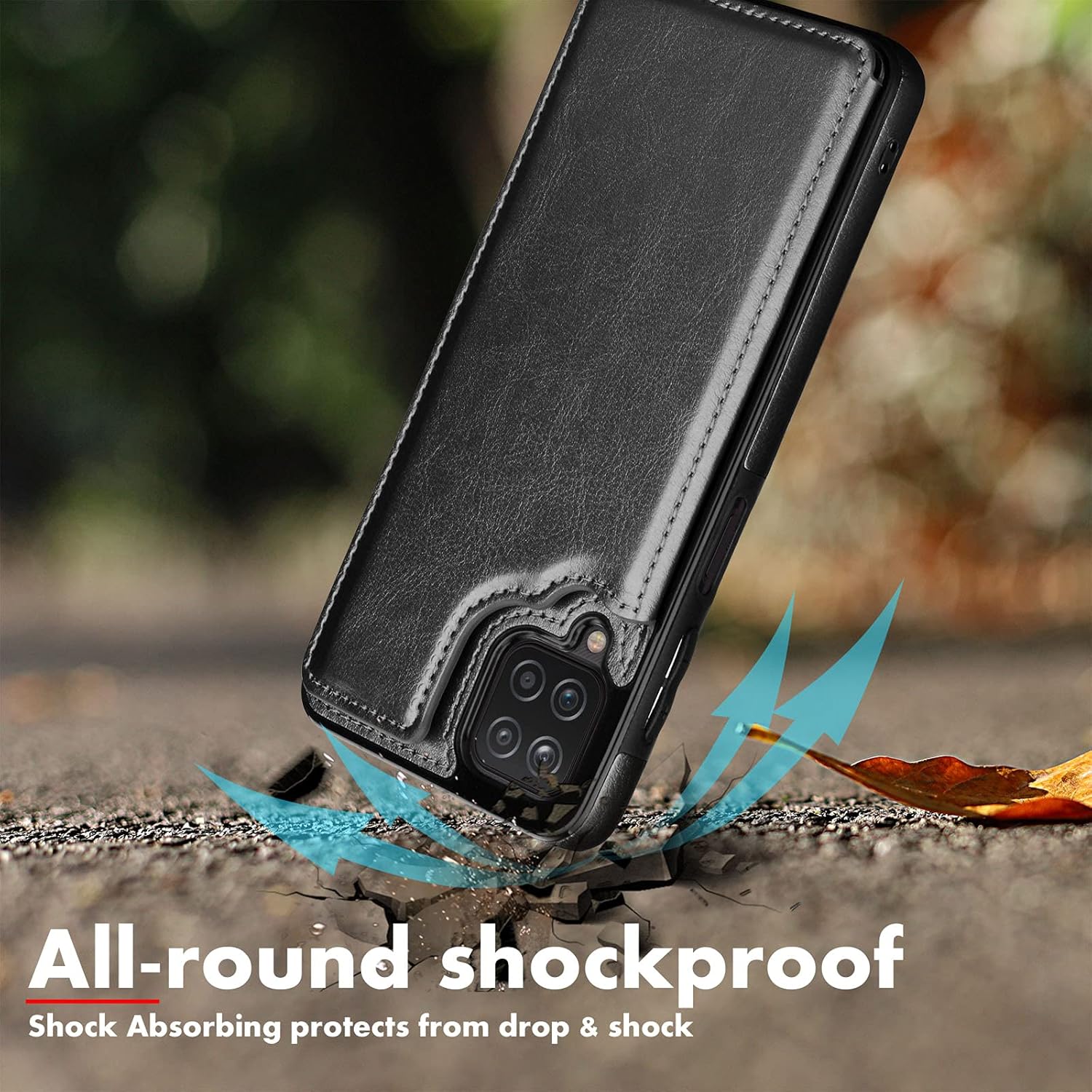 Tekcoo Funda tipo cartera para Galaxy A12  A12 5G, minimalista de lujo de piel sintética para tarjetas de crédito, con ranuras para tarjetas de