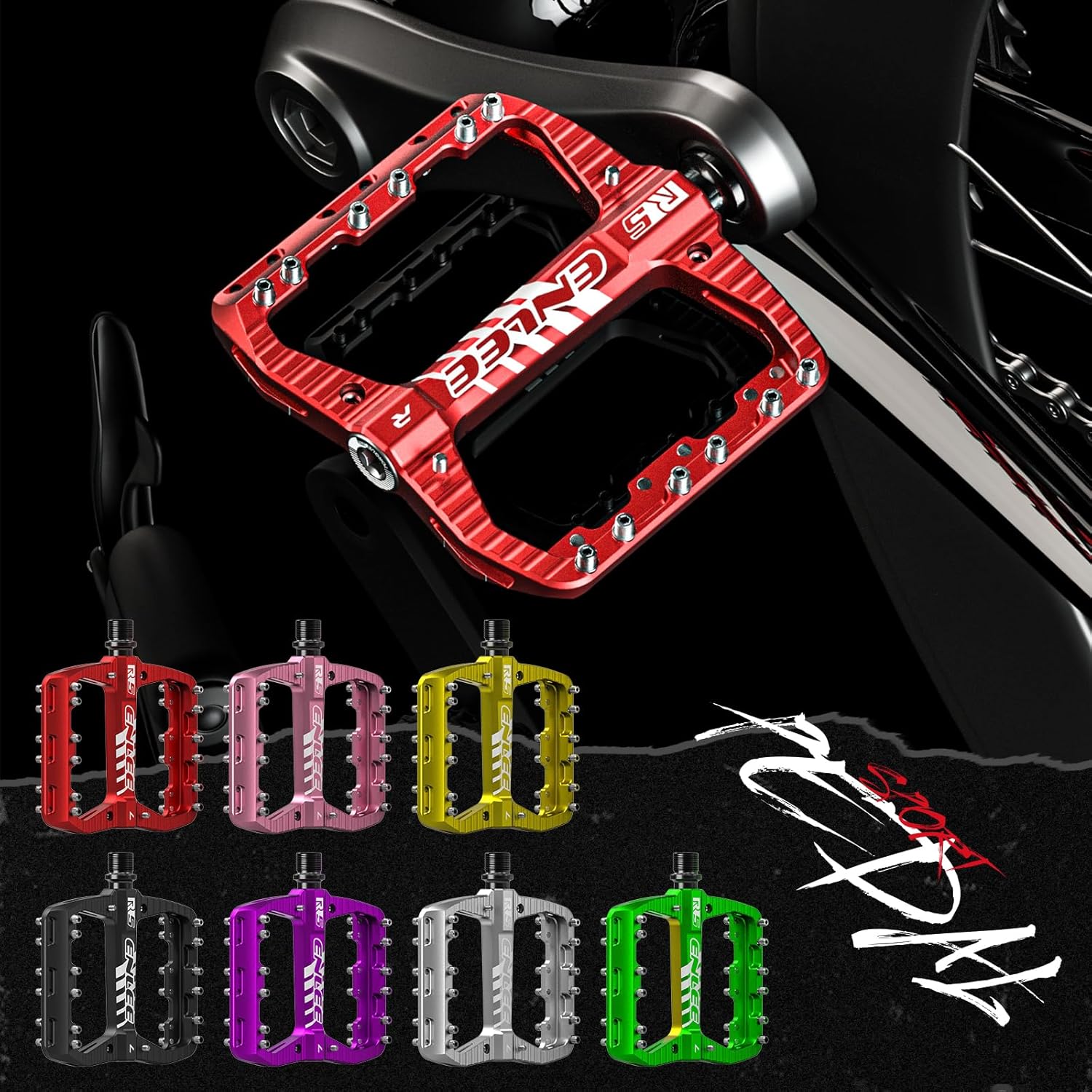 ENLEE Pedal de bicicleta de aleación de aluminio 916, antideslizante ultraligero MTB Mountain Bike Pedal sellado 2 rodamientos pedales accesorios de