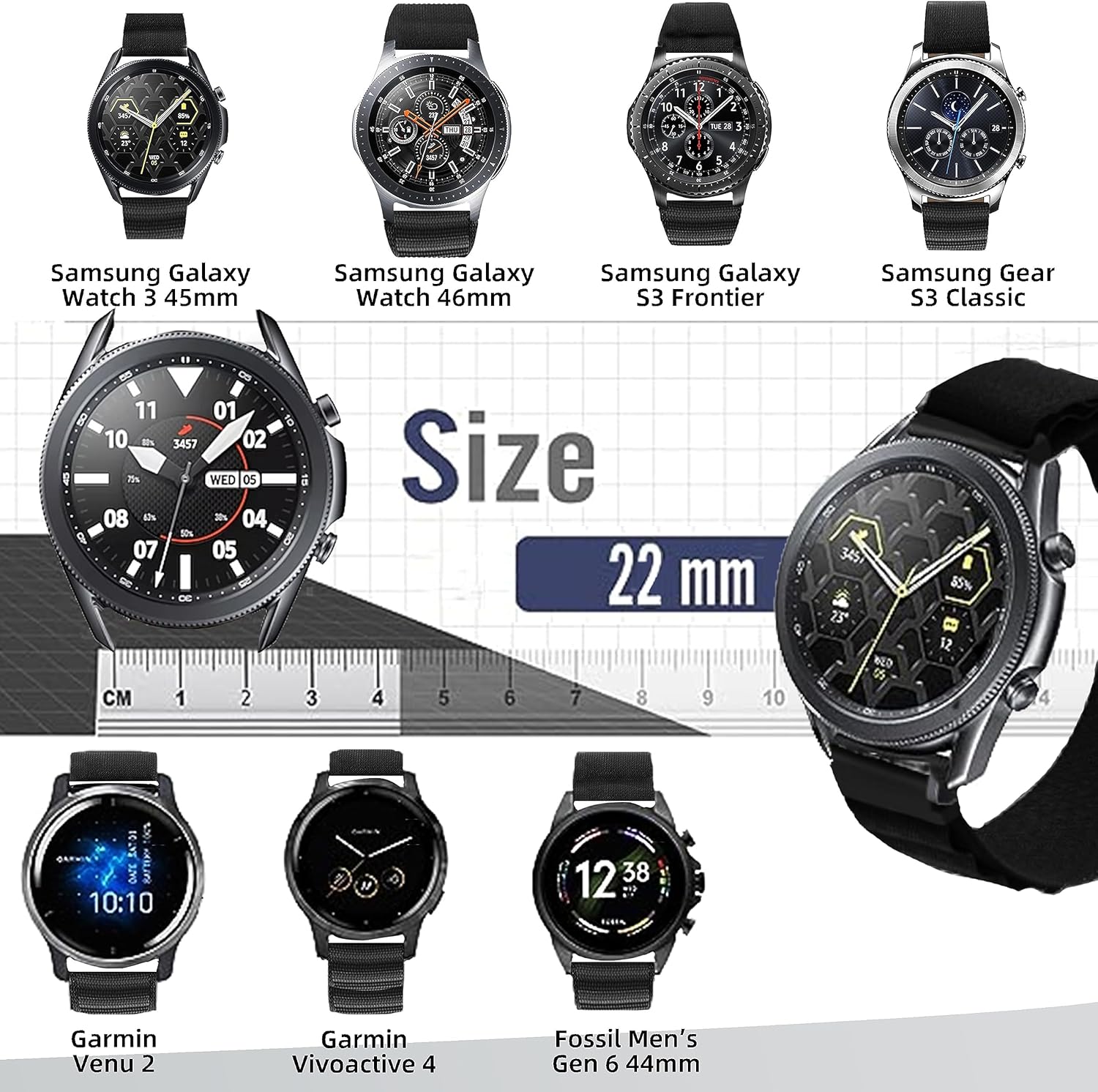 20mm 22mm Watch Bands, Alpine Loop Nylon Strap with Adjustable Magnetic Buckle, Quick Release Smartwatch Bands Replacement for Men Women