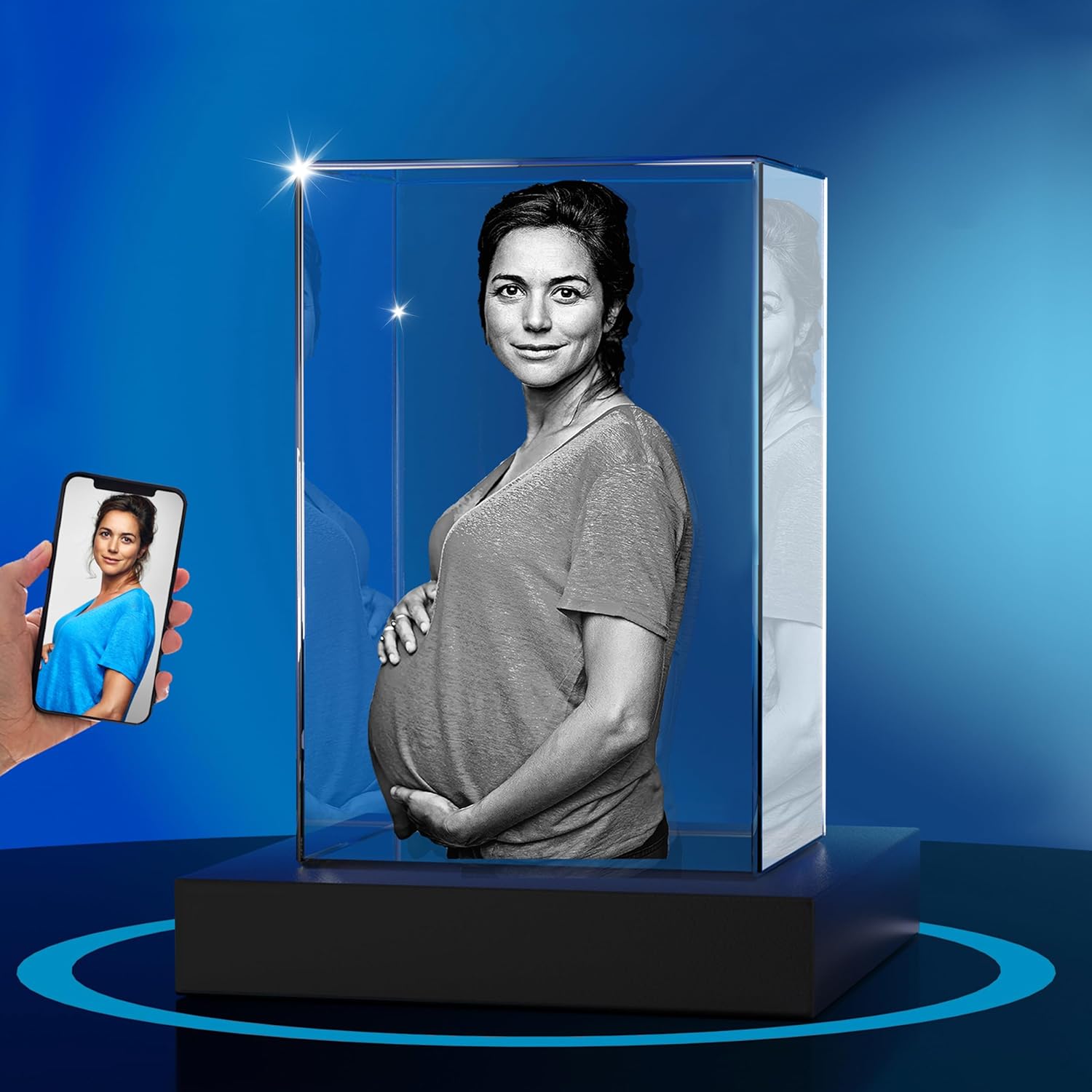 Foto de cristal 3D, regalos del día de la madre para mujeres, mamá, imagen 3D personalizada en cristal, foto de cristal 3D personalizada, gran