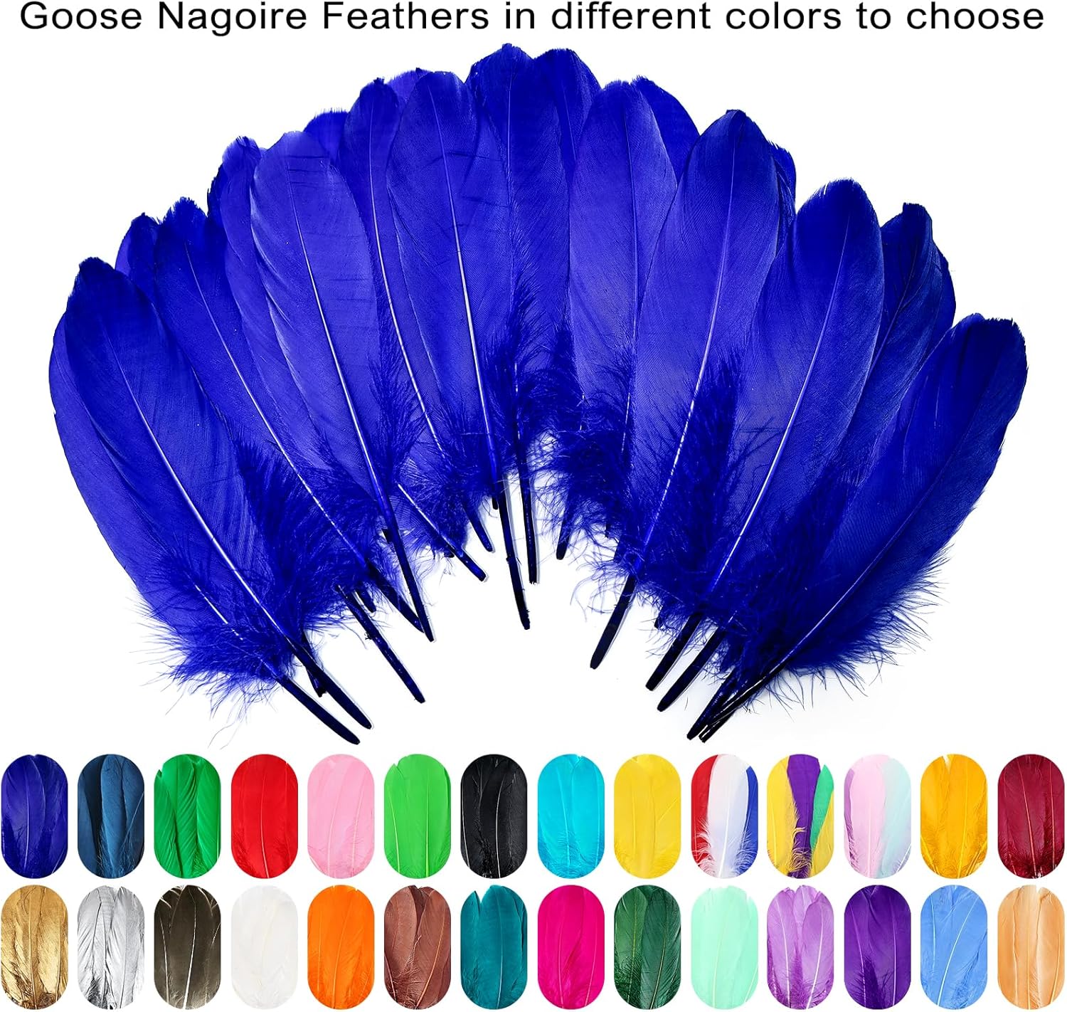 FeelfunFeather 120 plumas de ganso azul rey de 6 a 8 pulgadas, 5.9-7.9 in, decorativas, naturales, plumas de ganso Nagoire a granel para
