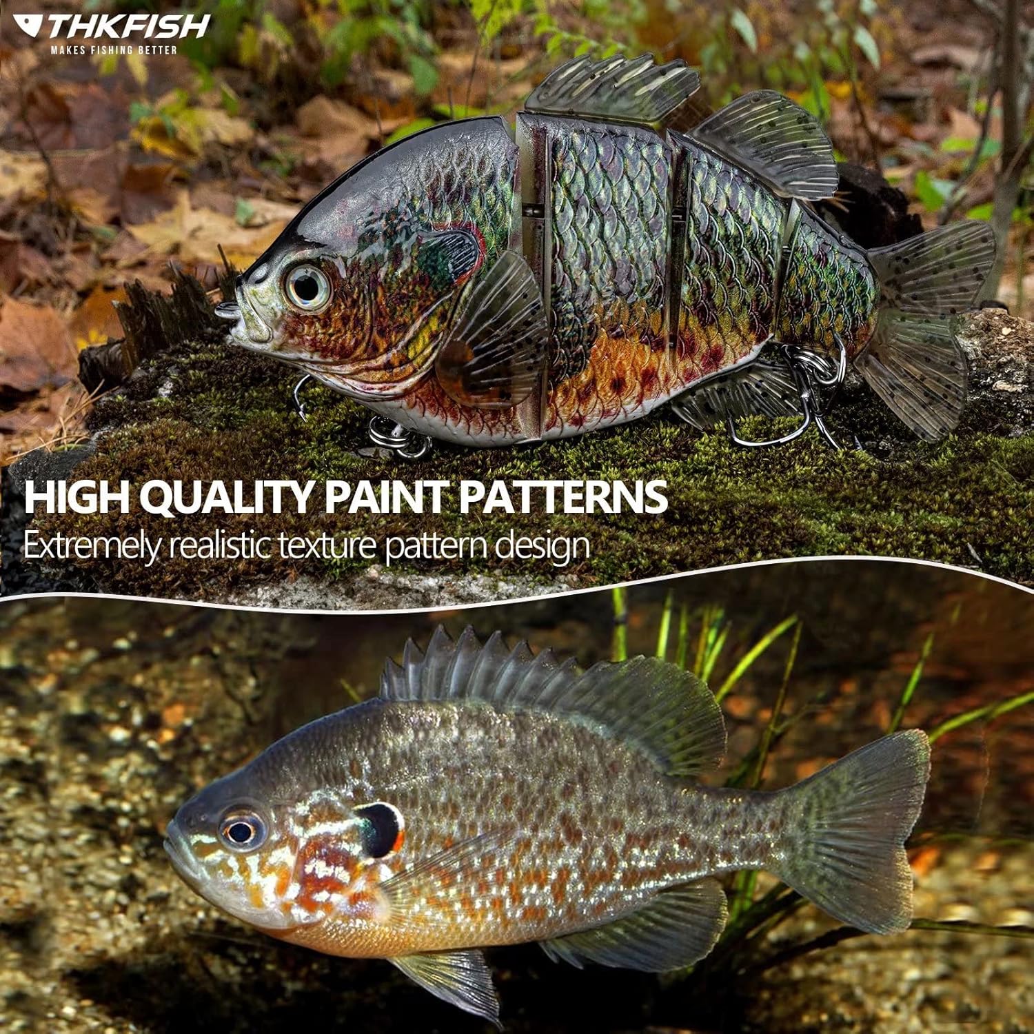 THKFISH Swimbaits Señuelos para pesca de lubina, cebos deslizantes multiarticulados, señuelos de natación de hundimiento lento, señuelos de pesca