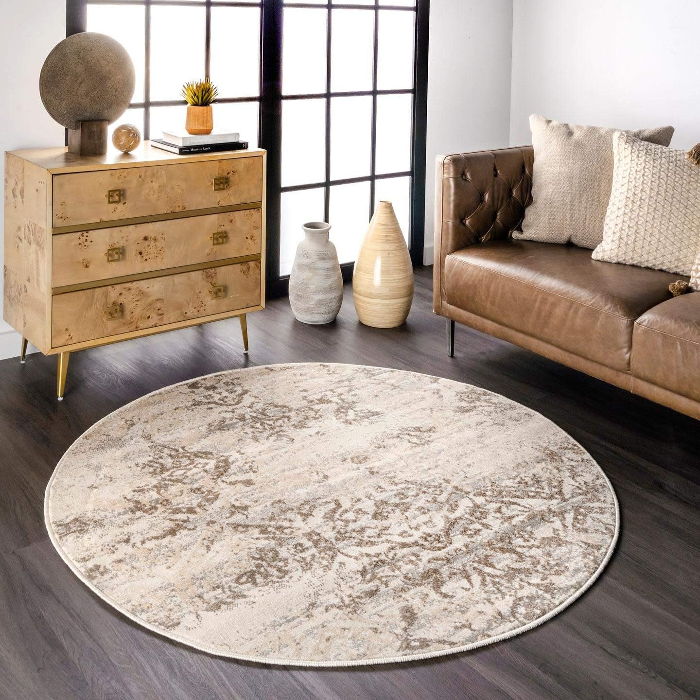 nuLOOM Freja Faded – Alfombra decorativa floral, 3 x 5 pies, beige, rectangular, 0.45 pulgadas de grosor