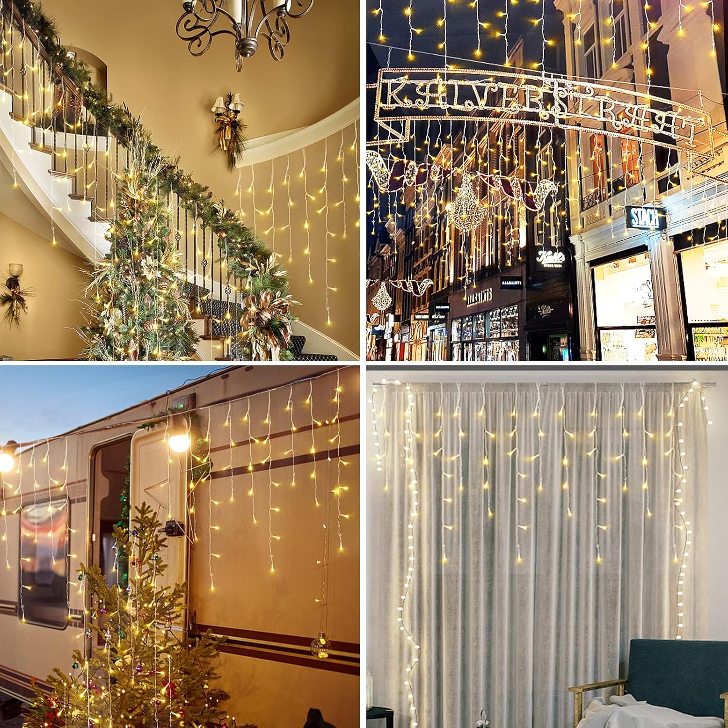 Luces de Navidad, decoraciones de Navidad para interiores y exteriores, 416 luces LED de 34 pies con 8 modos de luces de carámbanos, 2023 nuevas
