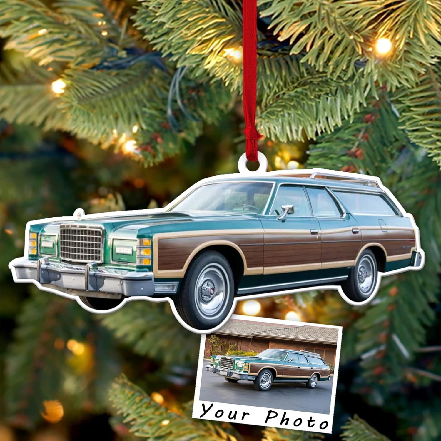 Adorno de Navidad con foto personalizada para los amantes de las carreras de arrastre, 3.5 x 3.5, decoración de árbol de Navidad, cumpleaños de