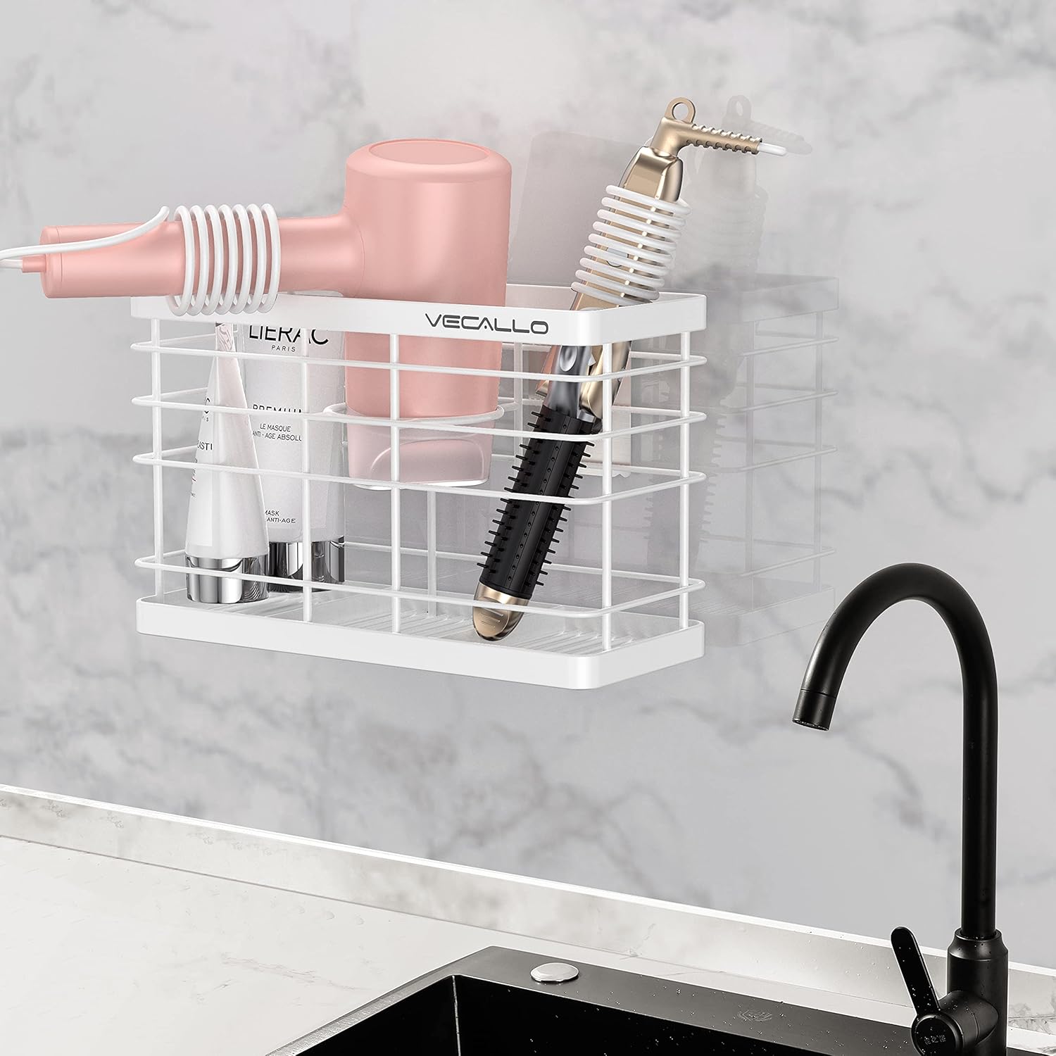 Organizador de herramientas para el cabello, soportes para rizador, cesta organizadora de baño, organizador de suministros para el cabello, soporte