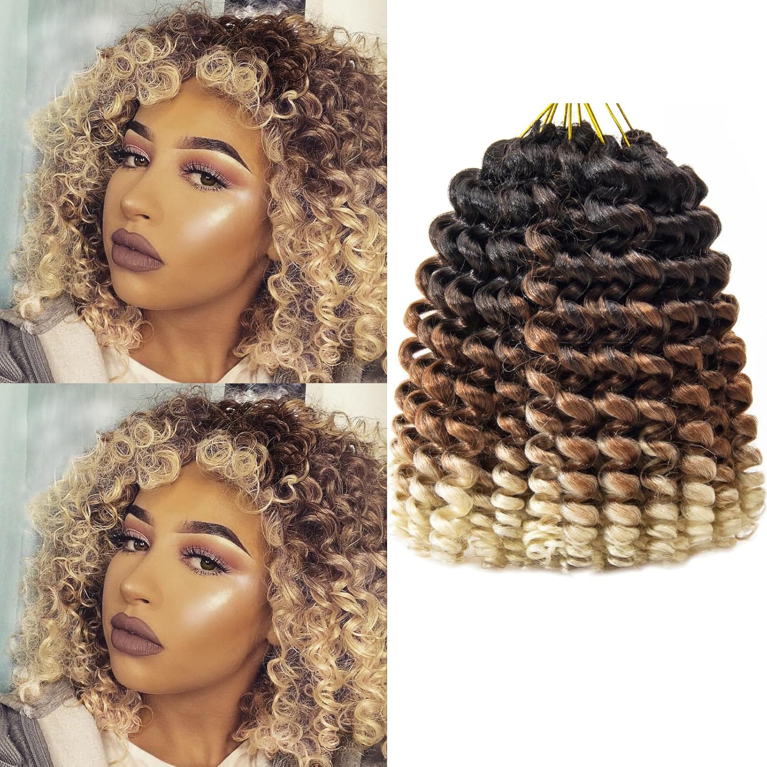 Pelo Jamaicano con ganchillo para mujeres negras, 2 rizos de varita rizada, trenzas de pelo corto rizado con rebote, extensiones de cabello