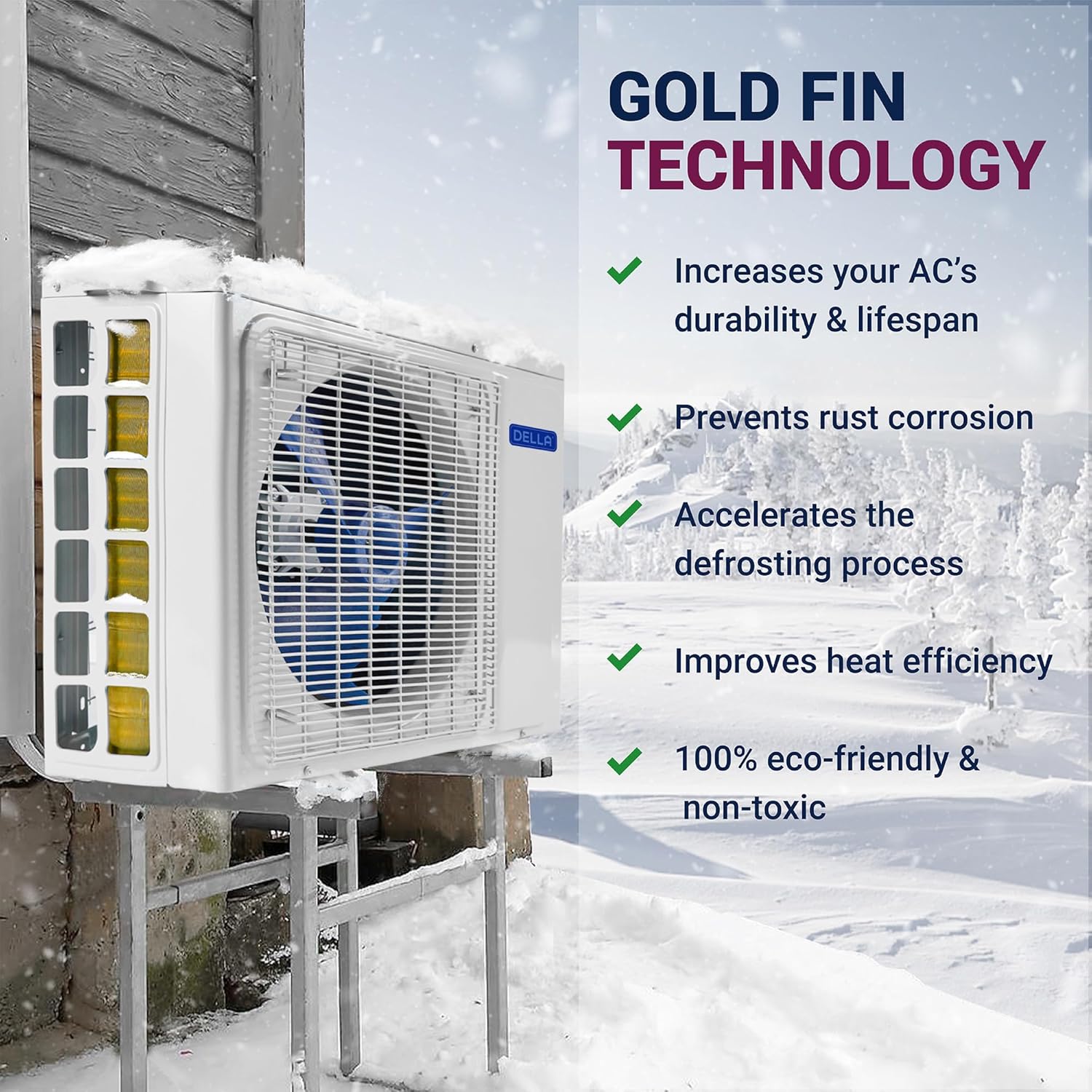 DELLA 18000 BTU Mini Split AC 21 SEER2 enfría hasta 1000 pies cuadrados, 208-230 V, aire acondicionado y calentador habilitado para WiFi con bomba