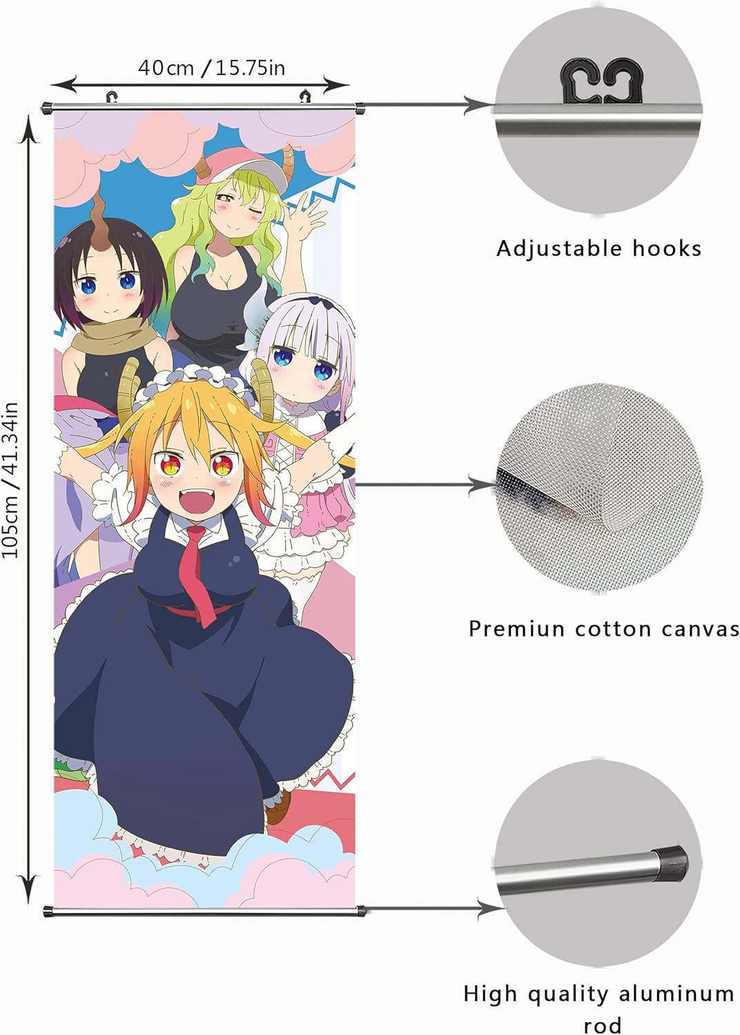CosInStyle Póster de pergamino de anime  Impresiones de tela 39.4 in x 15.7 in  Regalo de temática de anime premium y artístico  Manga japonesa