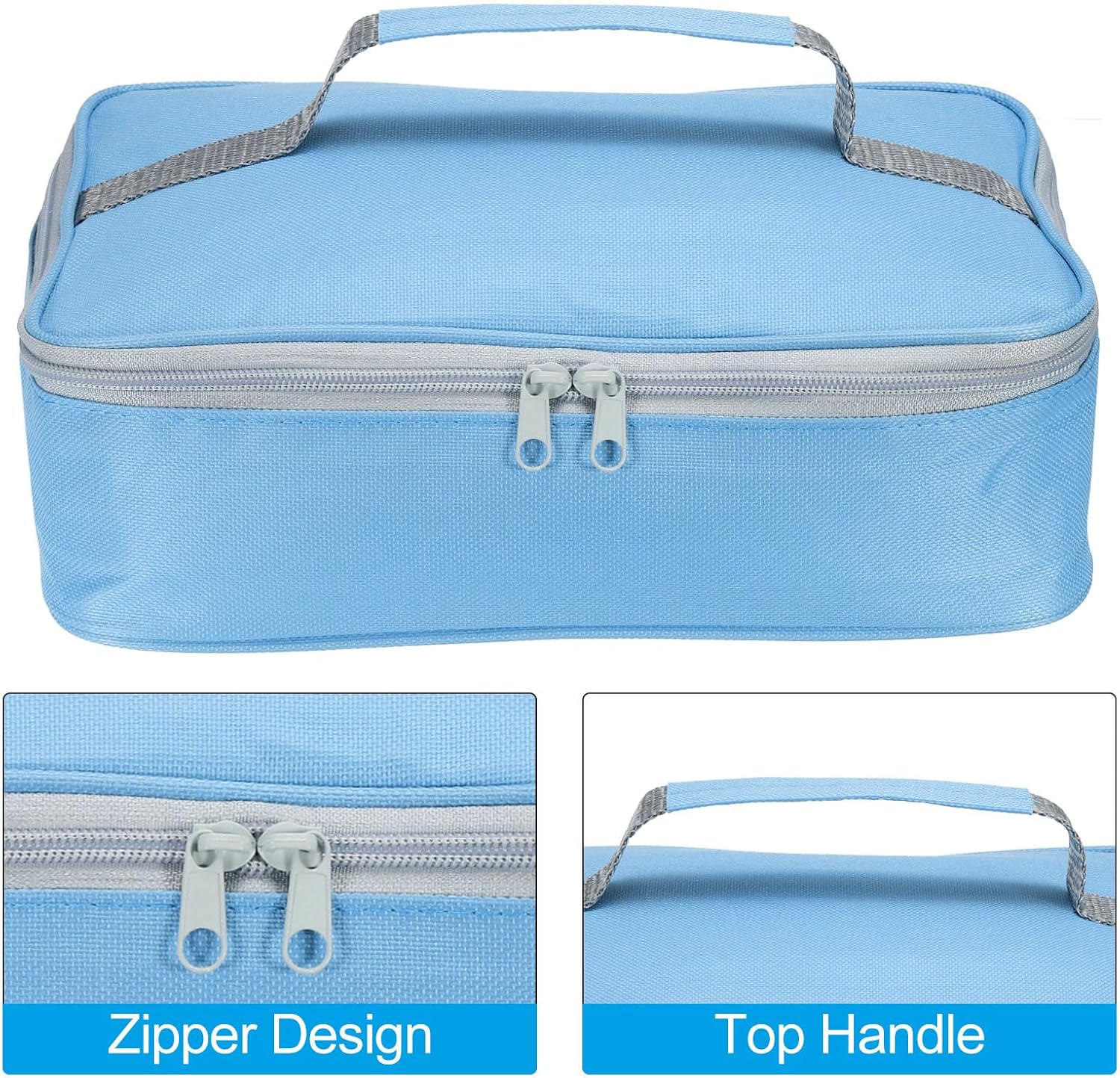 PATIKIL Lonchera térmica de 12.2 x 9.6 x 2.8 pulgadas, lonchera impermeable con asa, bolsa de almuerzo portátil para almacenamiento de alimentos