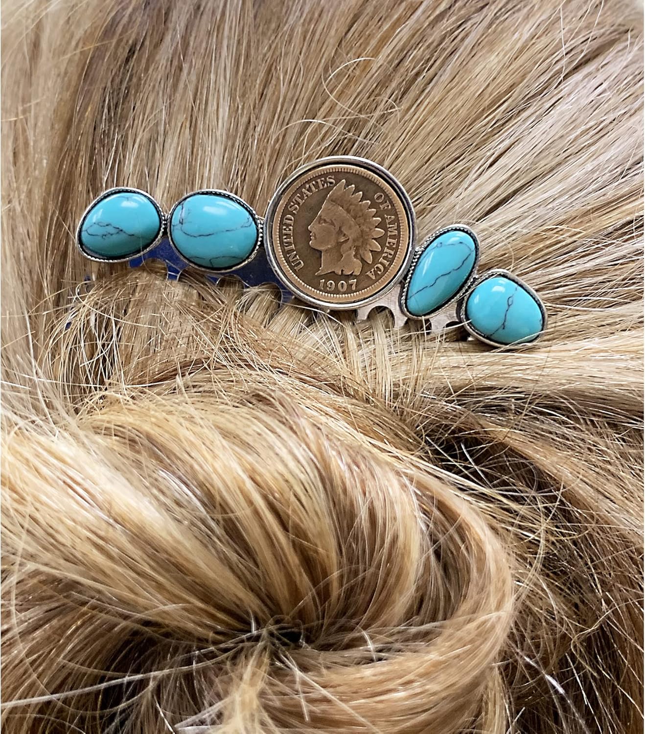 Indian Head Penny Coin Peine para el pelo  Moneda original de Estados Unidos de un centavo  Accesorio de peinado  Certificado de autenticidad,