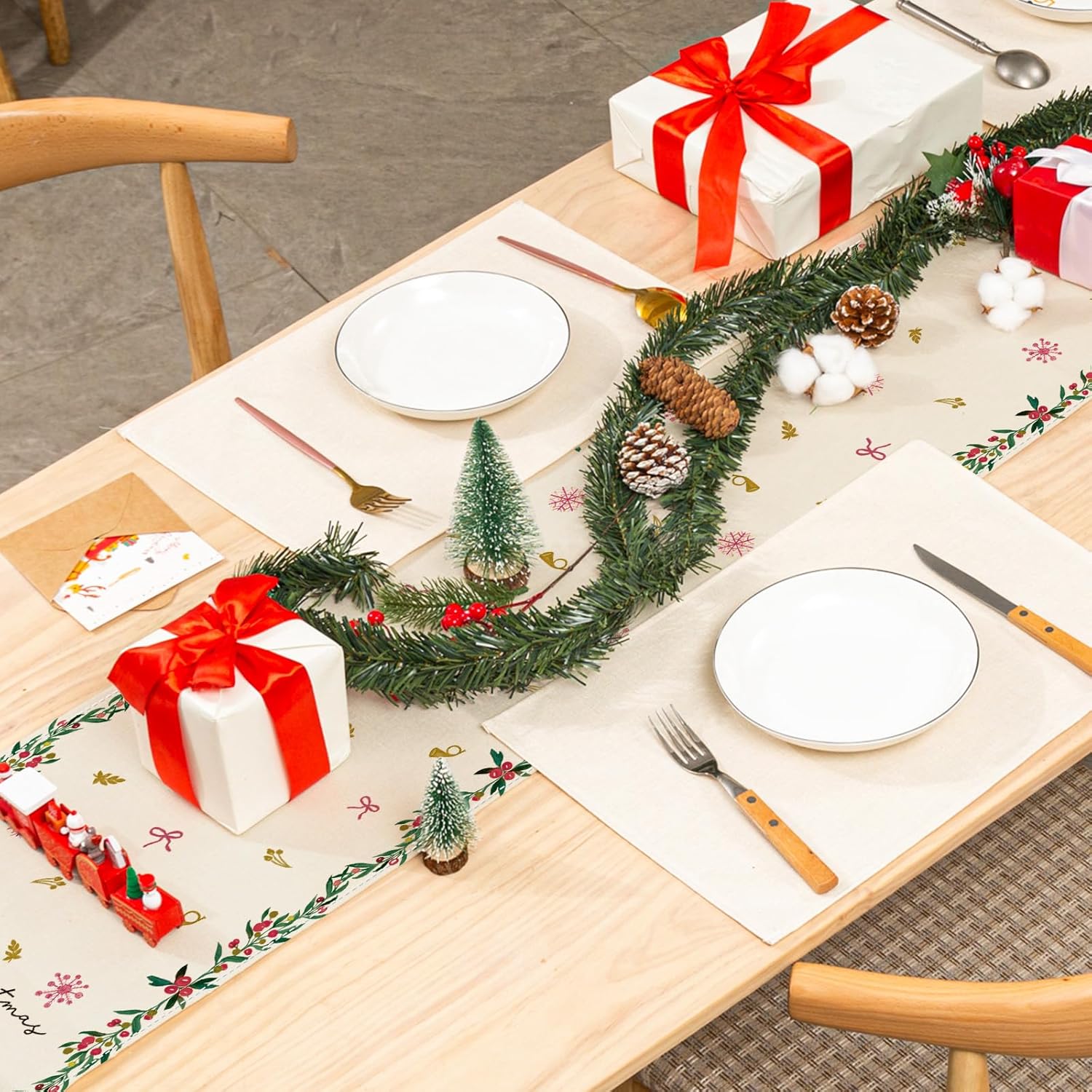 AnyDesign – Camino de mesa de Feliz Navidad, cascanueces, cubierta de mesa de dibujos animados rectangular de Navidad, camino de mesa decorativo