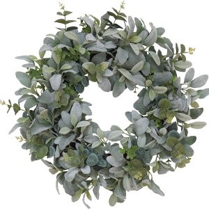 Puleo International Corona de orejas de cordero flocado artificial de 22″ Puleo International Corona de orejas de cordero flocado artificial de 22″