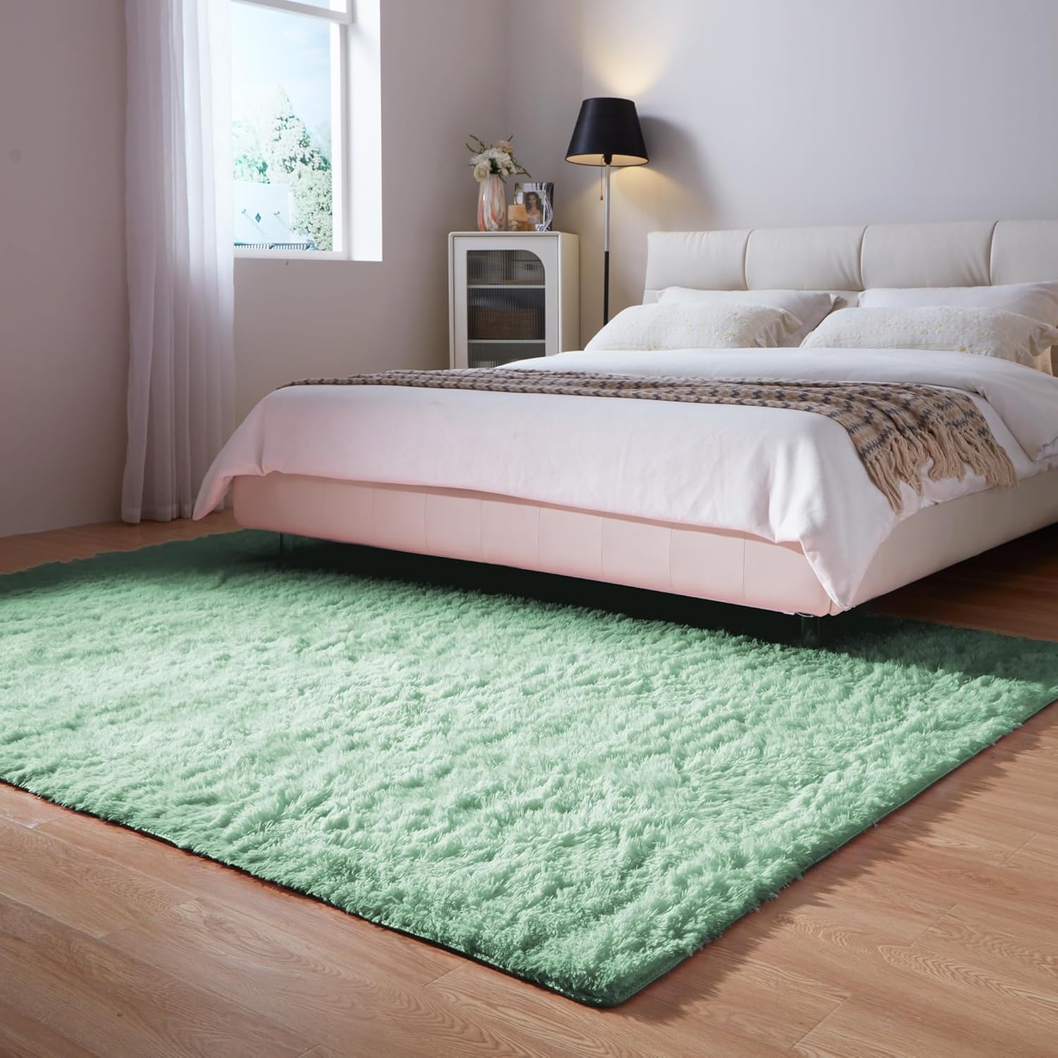 Grozoken Alfombra suave de área grande de 8 x 10 pies, alfombra lanuda 2023, alfombra de felpa gruesa y antideslizante para sala de estar,