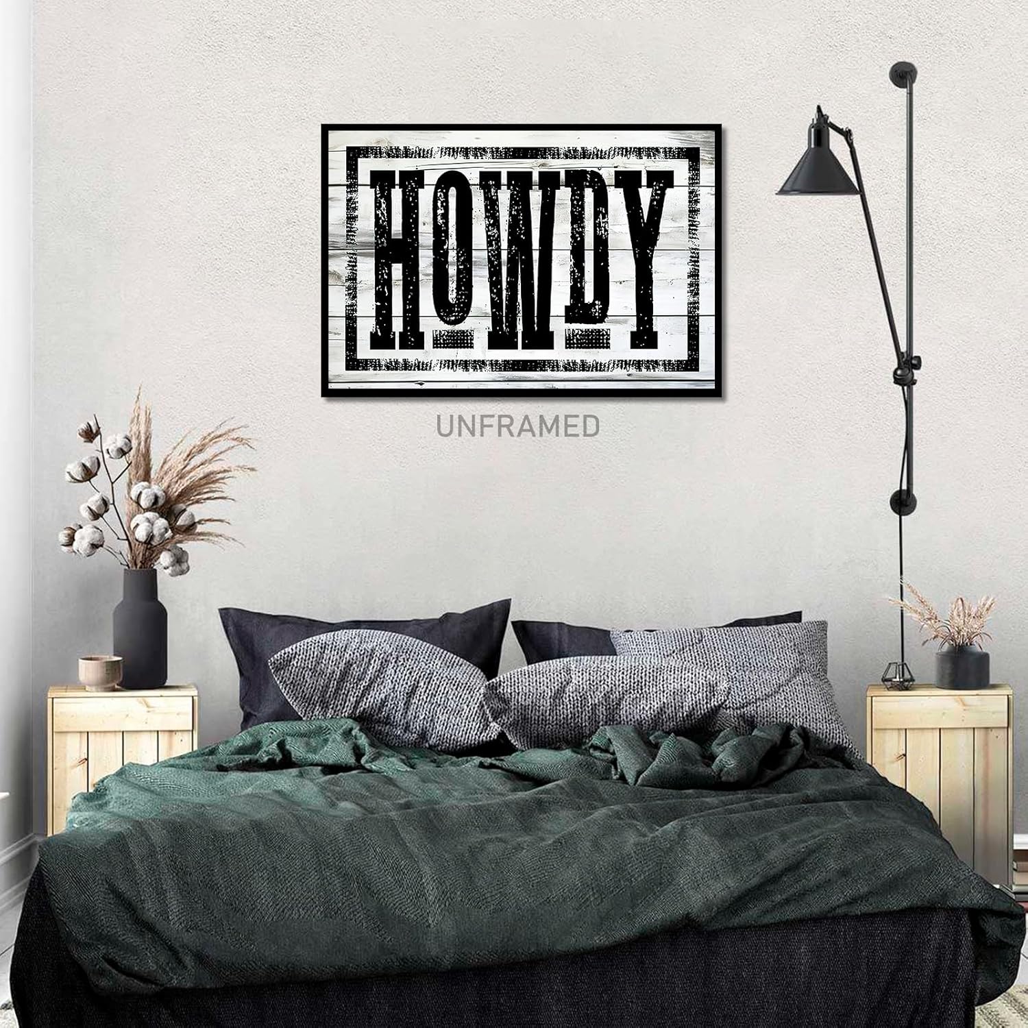Howdy – Póster de pared occidental en blanco y negro, decoración de pared de howdy occidental, impresiones de póster de vaquero, arte minimalista,