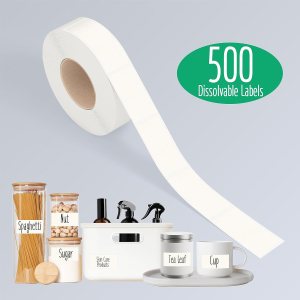 500 etiquetas de conservas solubles, calcomanías extraíbles para despensa para congelador con línea de perforación, no dejan residuos para 500 etiquetas de conservas solubles, calcomanías extraíbles para despensa para congelador con línea de perforación, no dejan residuos para