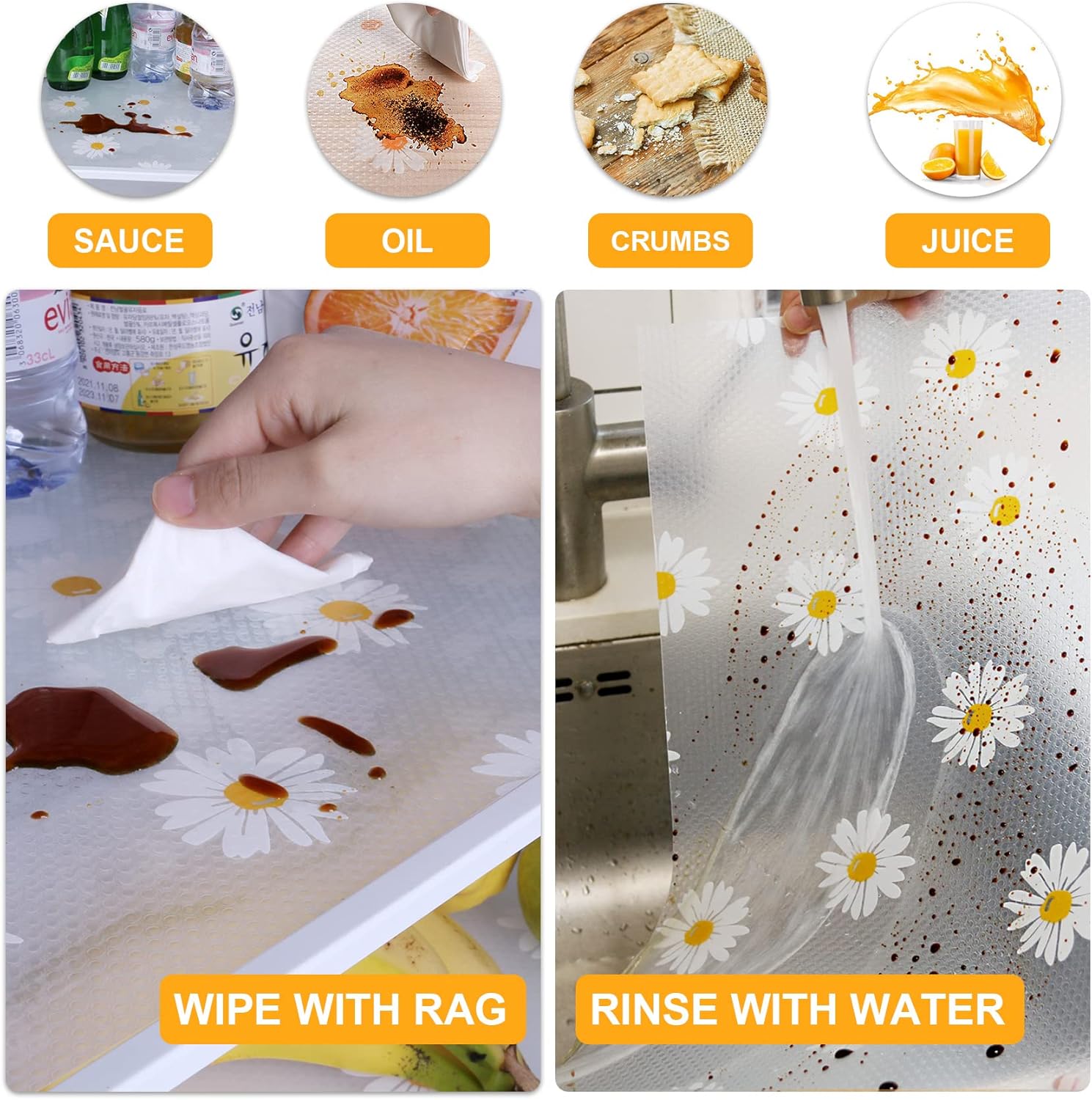 INNOLITES 9 Pack Refrigerator Liners, Waterproof Washable Fridge Liner, 17.7″x11.8″ Non-Adhesive Refrigerator Shelf Liner-BPA Free, for Fridge Glass