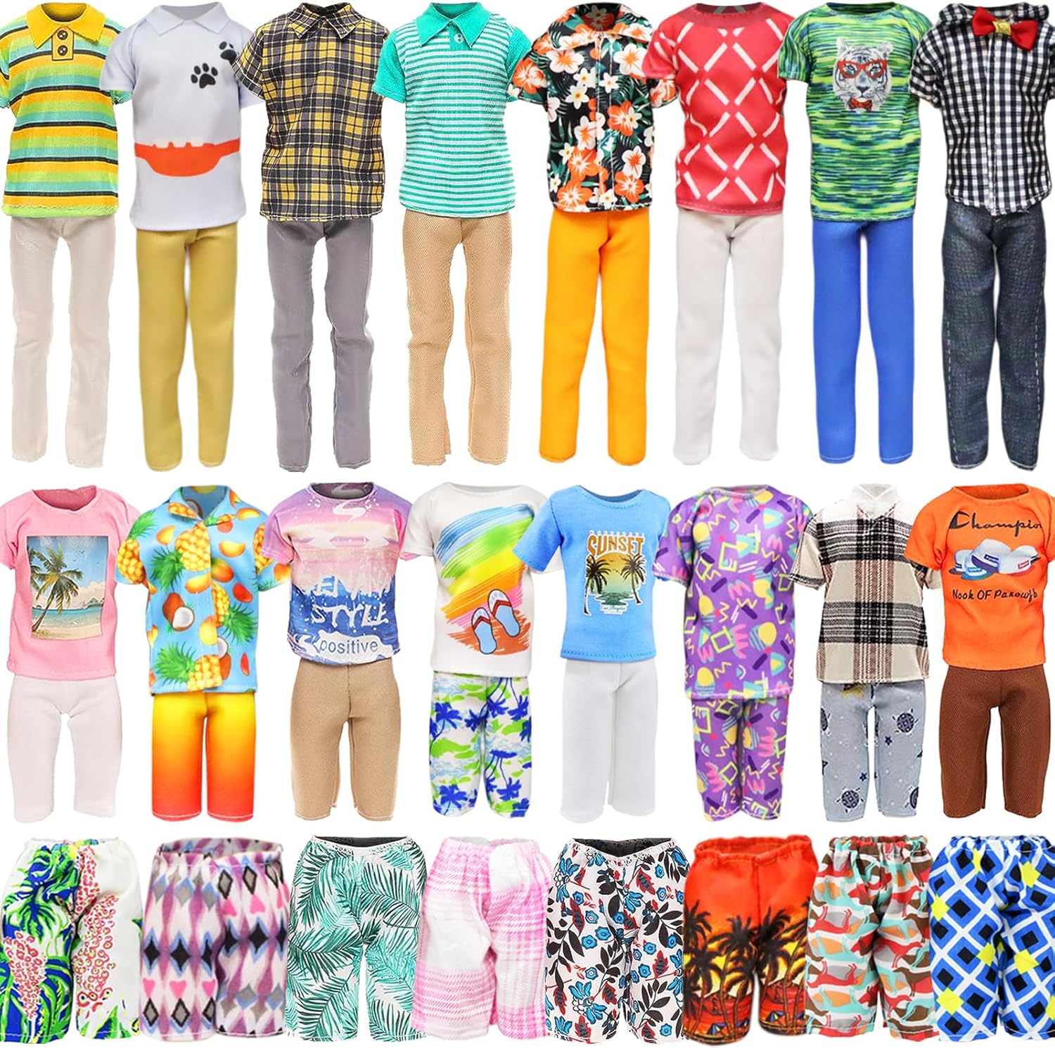 Ecore Fun 11 artículos 11.5 pulgadas niño muñeca ropa y zapatos – 5 conjuntos moda ropa casual ropa traje 2 trajes de baño 4 pares zapatos para 12