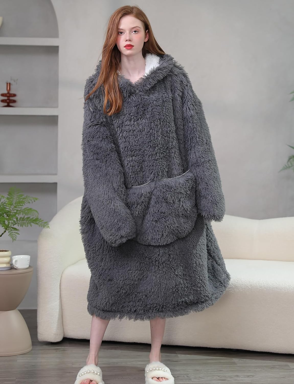 Sudadera con capucha de invierno de gran tamaño, suave y cálida, forro polar Sherpa con capucha para hombres, mujeres y adolescentes