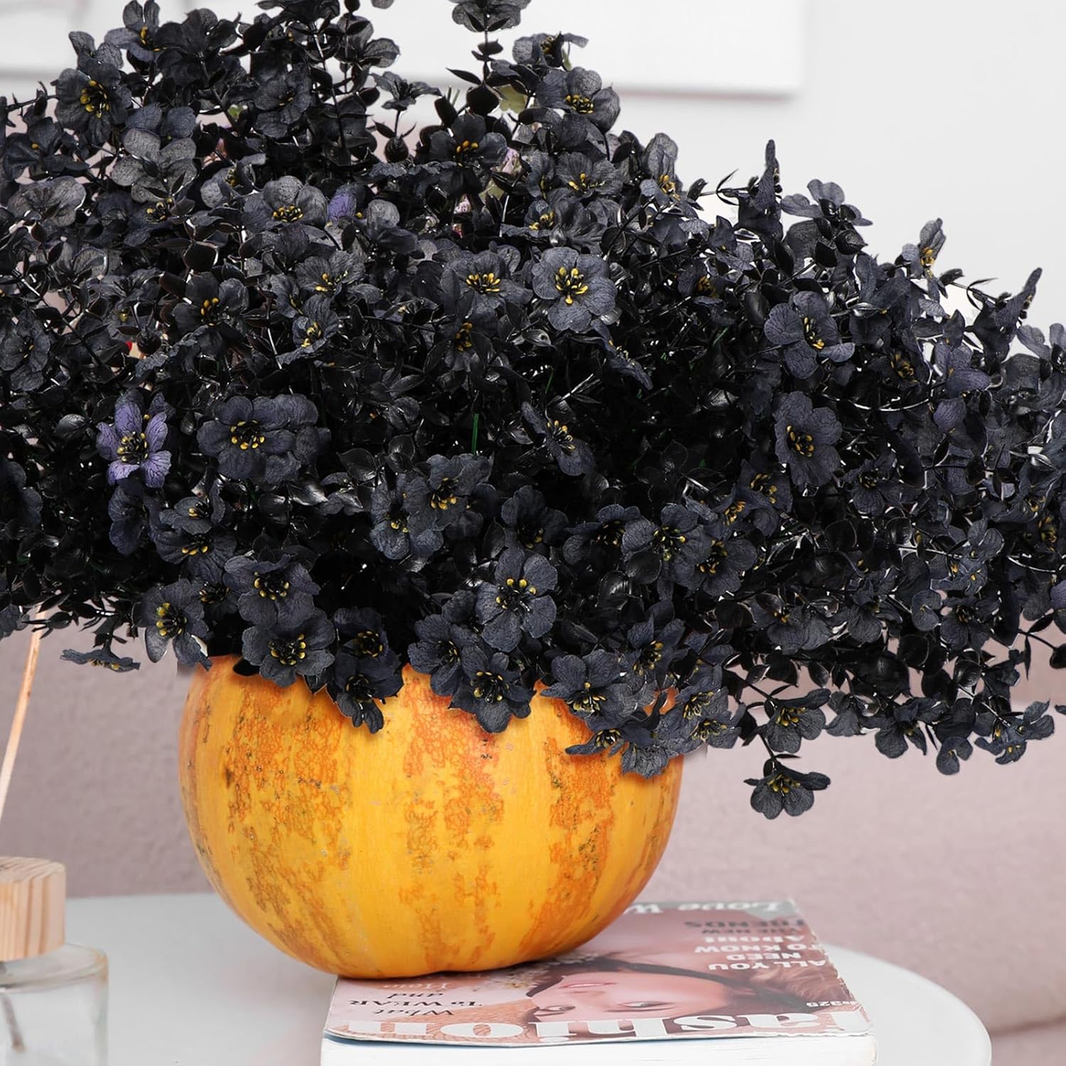 Zeyune 48 paquetes de flores artificiales para exteriores, resistentes a los rayos UV, no se decoloran, flores artificiales de otoño, plantas