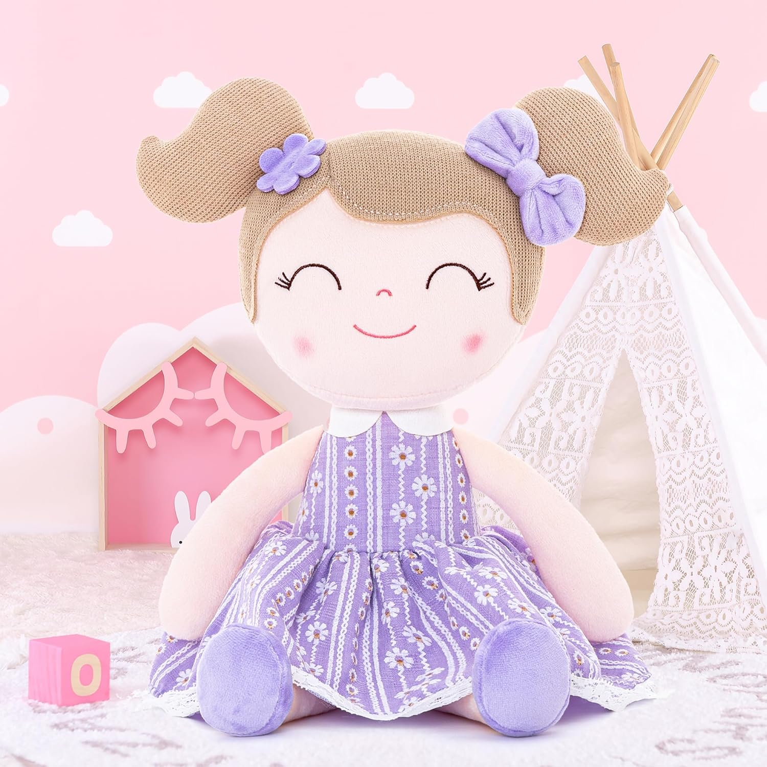 Gloveleya Muñecas Baby Girl Regalos Suave Felpa Lavanda Daisies Muñeca 16 pulgadas
