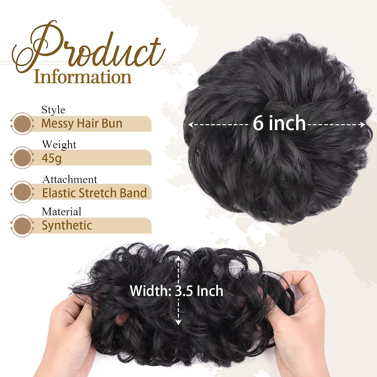 Earfodo Extensiones de cabello sintético para moño desordenado, para uso diario, 1 unidad (1.77 onzas, 1B)