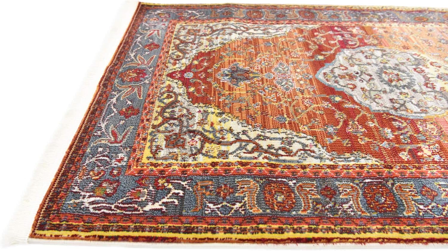 Unique Loom Baracoa Collection – Alfombra Miramar (2 pies 7 pulgadas x 10 pies, rojo óxidoazul)