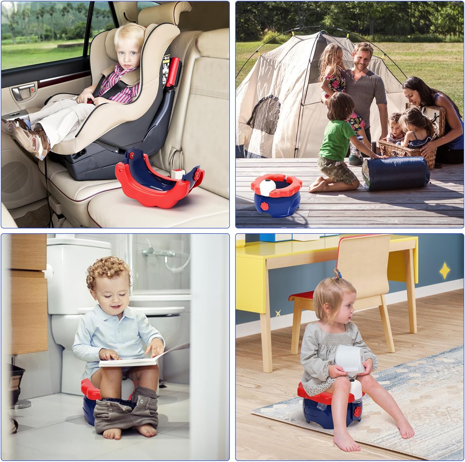 Orinal de viaje plegable para niños, orinal portátil para niños, asiento de inodoro plegable para niños y niñas para acampar en interiores y