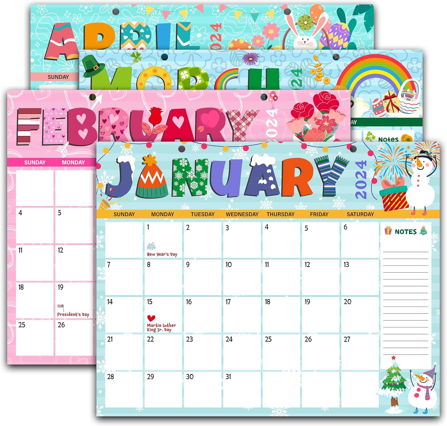 Calendario de escritorio 2024-2025, lindo calendario de mesa de garabatos de 2024 a junio de 2025, 8 x 10 pulgadas, planificador mensual de 18