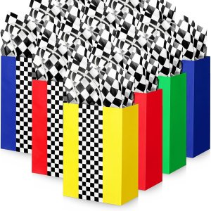 Glenmal Paquete de 16 bolsas de regalo para autos de carreras con papel de seda a granel de 8.3 x 5.9 x 3.1 pulgadas, bolsas de recuerdo de fiesta Glenmal Paquete de 16 bolsas de regalo para autos de carreras con papel de seda a granel de 8.3 x 5.9 x 3.1 pulgadas, bolsas de recuerdo de fiesta