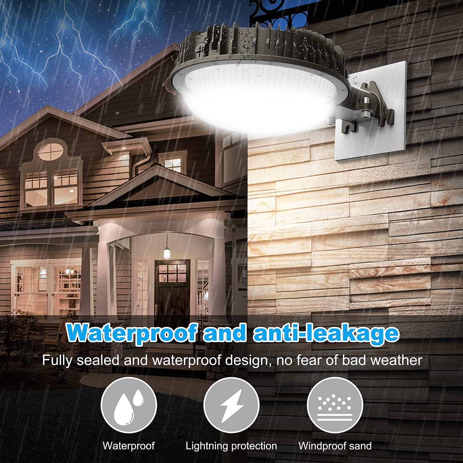 KUKUPPO Luz LED de granero con certificación ETL, 100 W, luz de atardecer a amanecer, 5000 K, luz diurna, 12000 lúmenes, IP65, luces de patio