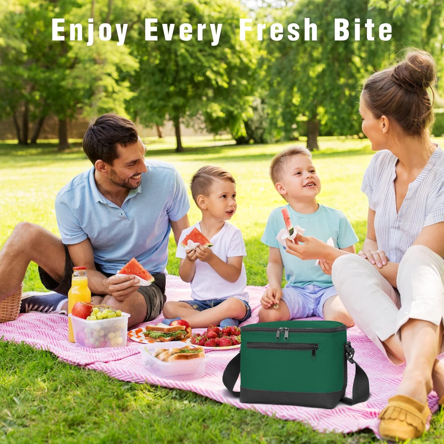 MISSMOON Bolsa enfriadora de almuerzo, pequeña caja térmica con aislamiento para 6 latas, bolsa de almuerzo, correa ajustable para adultos, mujeres