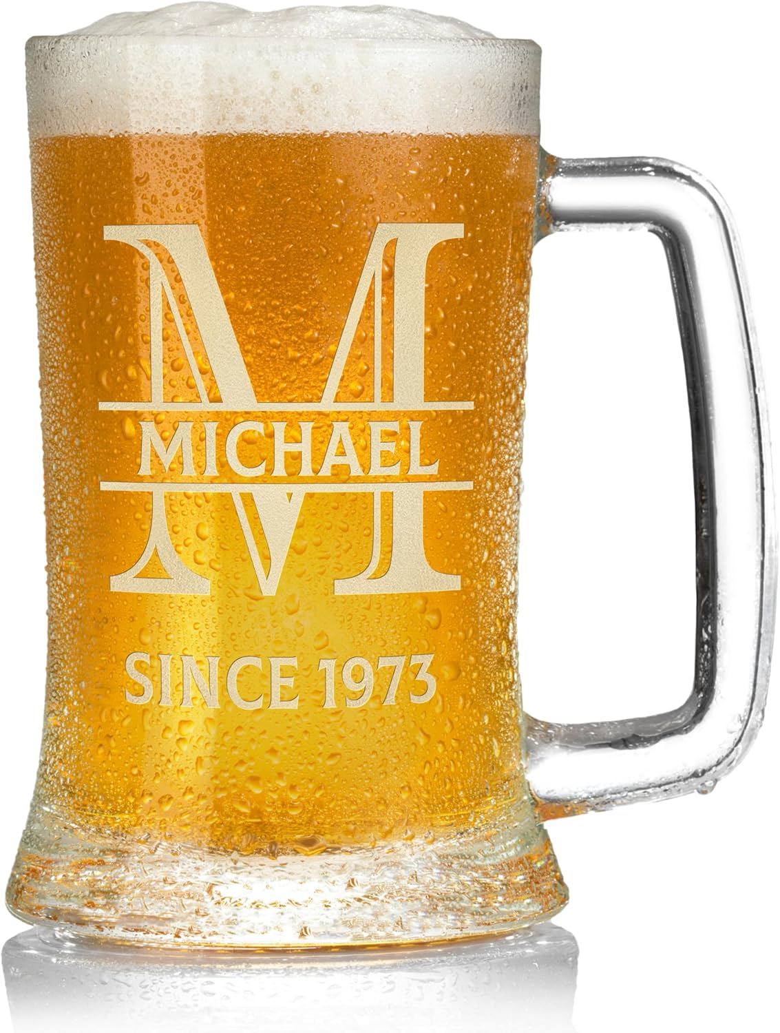 Regalos de cerveza para él, taza de cerveza personalizada con nombre e inicial, 7 opciones de diseño, 3 opciones de relleno de color, taza de