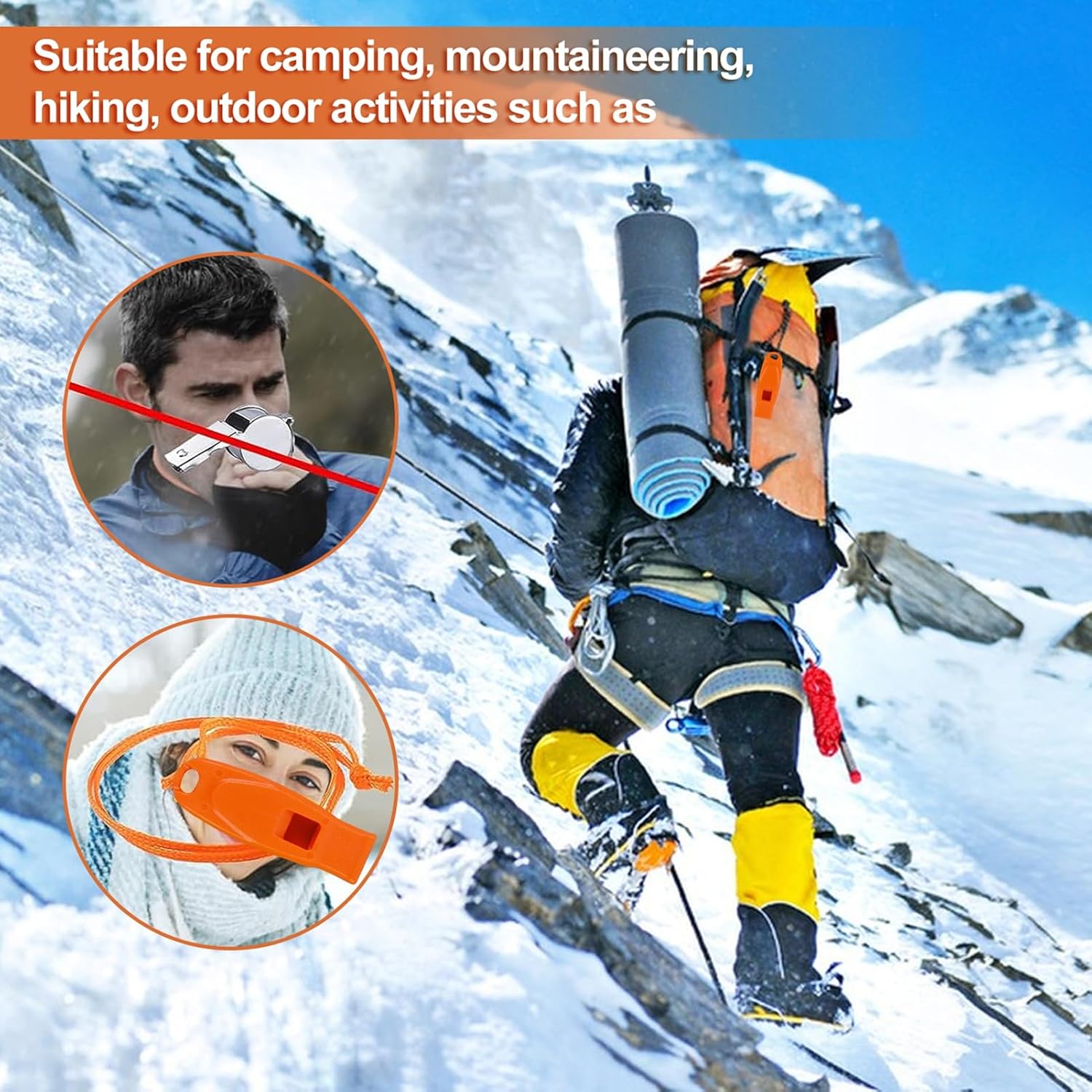 Worparsen 10 silbatos de emergencia marinos silbatos de plástico con cordón para emergencia, supervivencia ruidosa para navegación, pesca, barco,