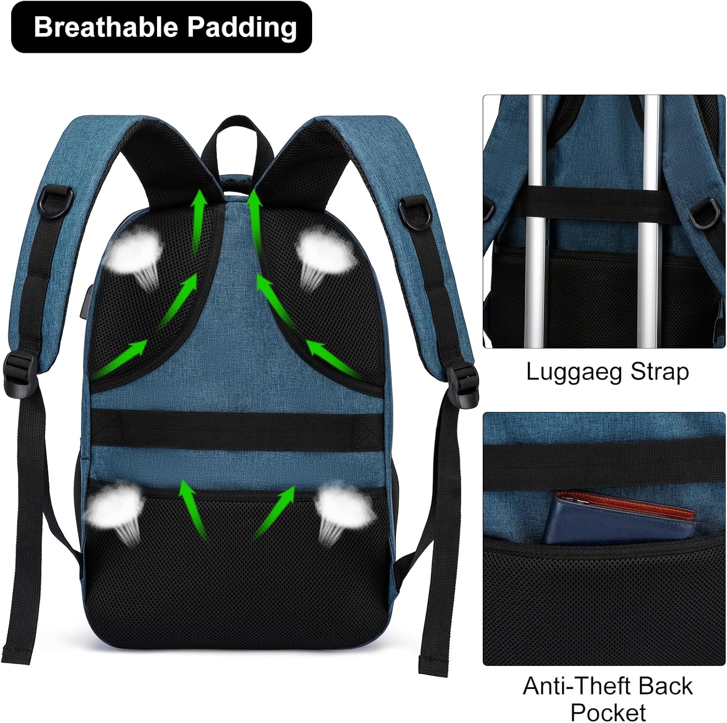 BIKROD Mochila, mochilas escolares para adolescentes, niños y niñas, mochila para estudiantes se adapta a portátiles de 15.6 pulgadas con puerto de