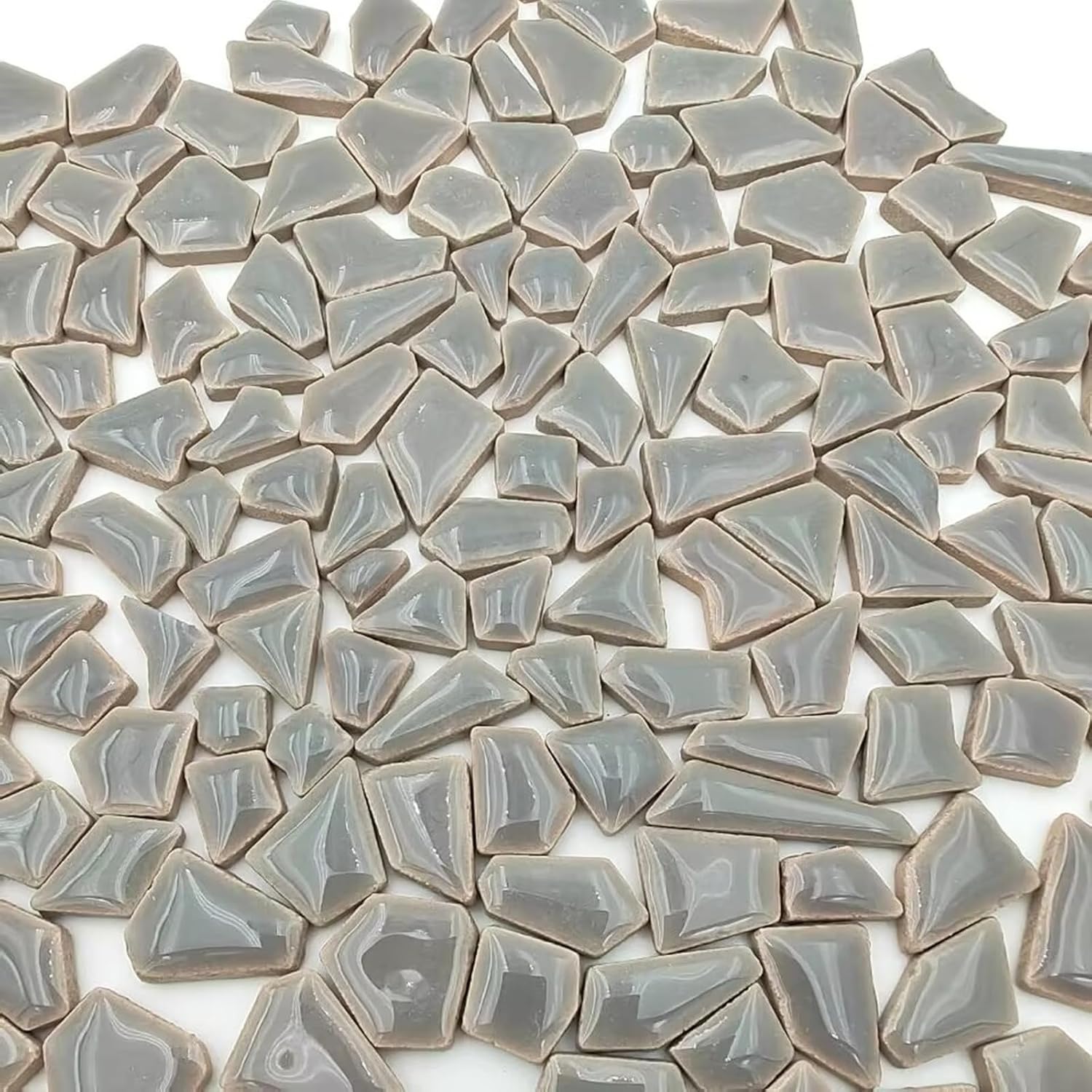 Azulejos de mosaico de cerámica de 7.05 oz para manualidades, azulejos de mosaico de porcelana de 0.2 x 0.8 pulgadas para decoración del hogar (gris)