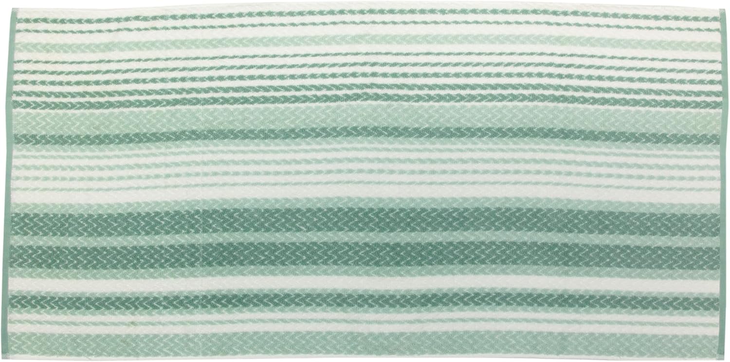 Juego de toallas de baño de tres piezas jacquard verde y blanco a rayas