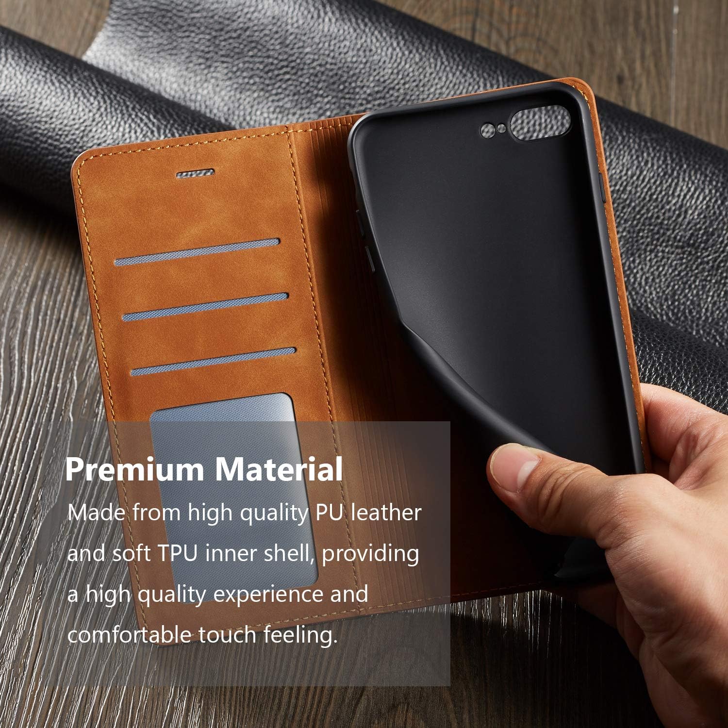 Forwenw – Funda de piel con tapa para iPhone