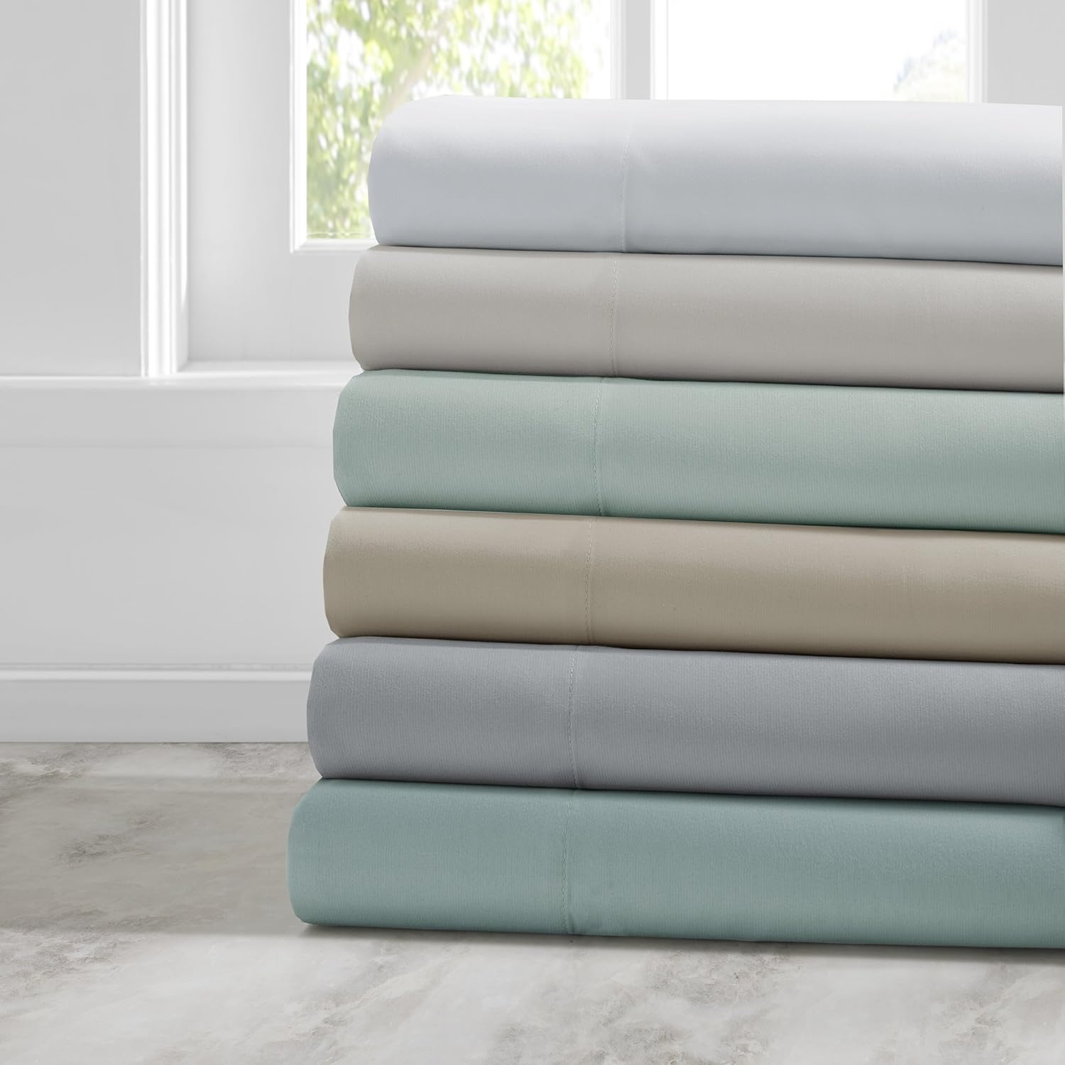 Comfort Spaces Coolmax – Juego de sábanas suaves que absorben la humedad, suaves y resistentes a la decoloración, bolsillo profundo elástico que se