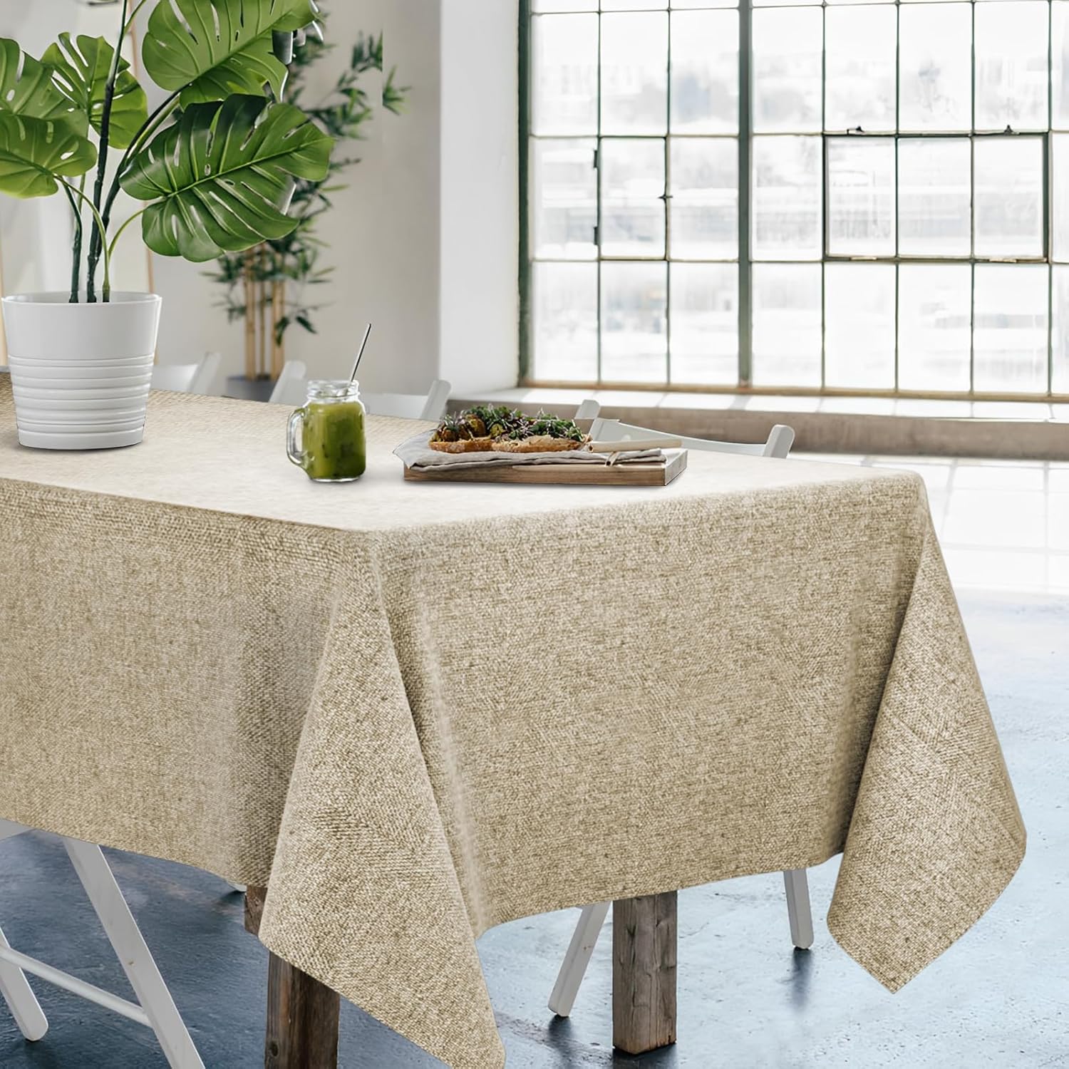 Mantel rectangular, a prueba de aceite, a prueba de derrames y resistente al agua, mantel de microfibra de lino, mantel decorativo de tela para uso